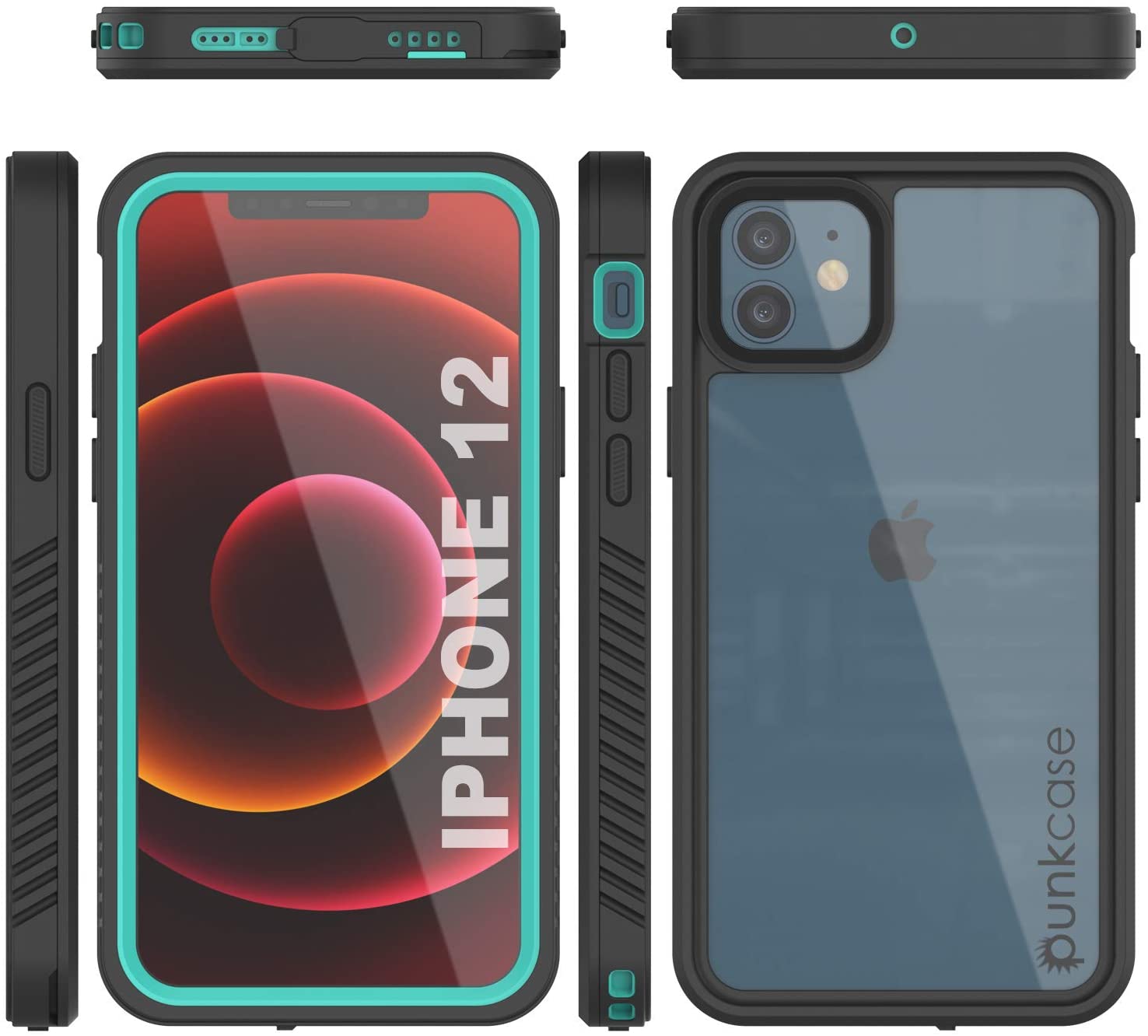 iPhone 12  Waterproof Case, Punkcase [Extreme Series] Armor Cover W/ Built In Screen Protector [Red]