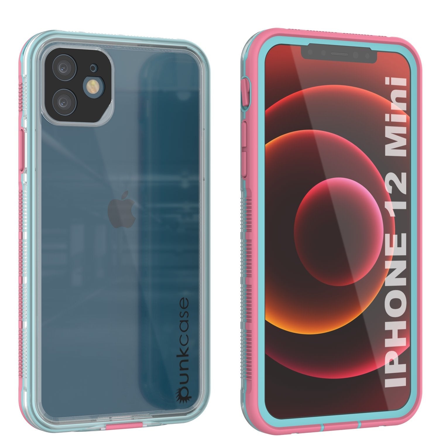 Punkcase iPhone 12 Mini Waterproof Case [Aqua Series] Armor Cover [Clear Black] [Clear Back]