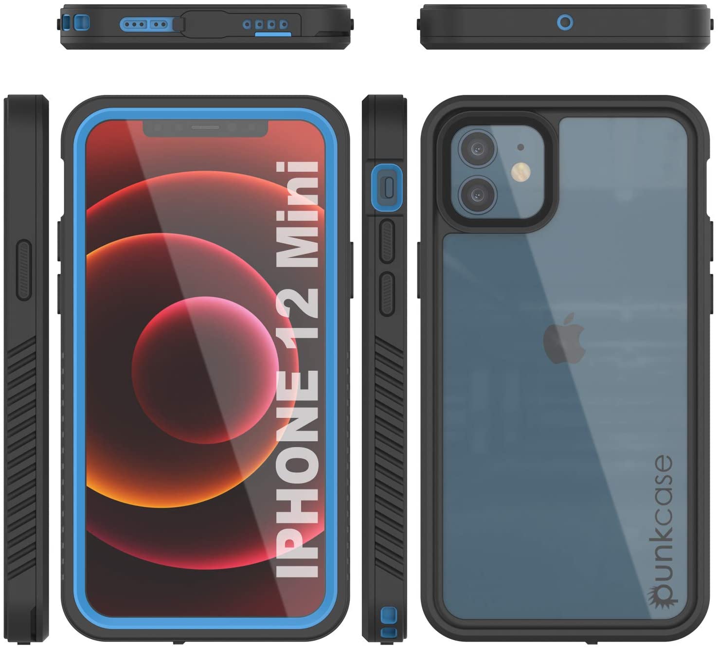 iPhone 12 Mini Waterproof Case, Punkcase [Extreme Series] Armor Cover W/ Built In Screen Protector [Black]