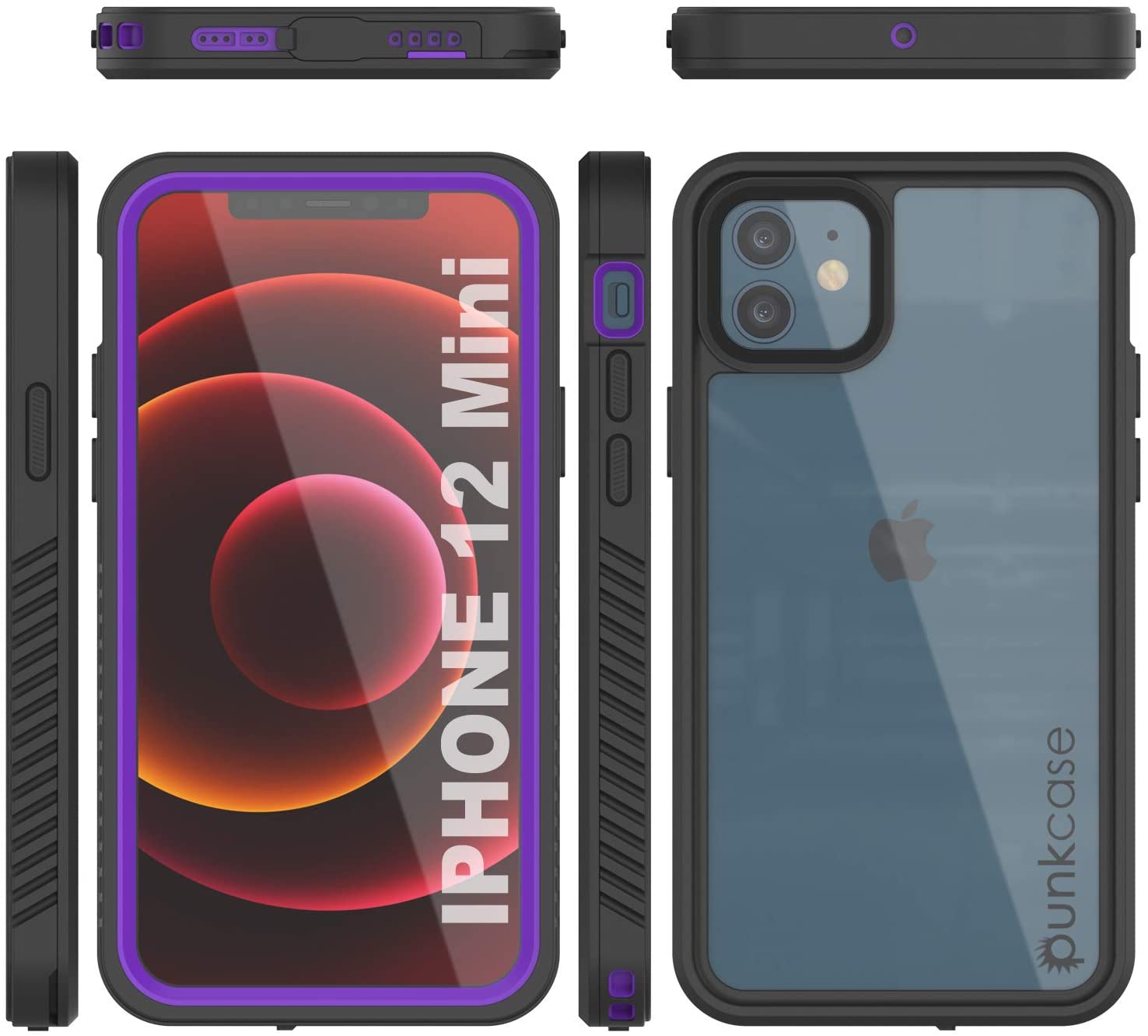 iPhone 12 Mini Waterproof Case, Punkcase [Extreme Series] Armor Cover W/ Built In Screen Protector [Red]