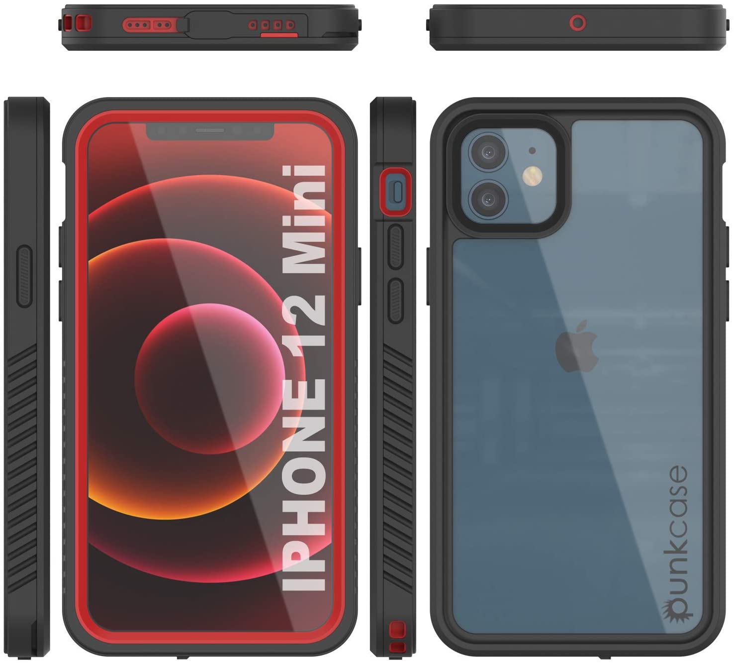 iPhone 12 Mini Waterproof Case, Punkcase [Extreme Series] Armor Cover W/ Built In Screen Protector [Black]
