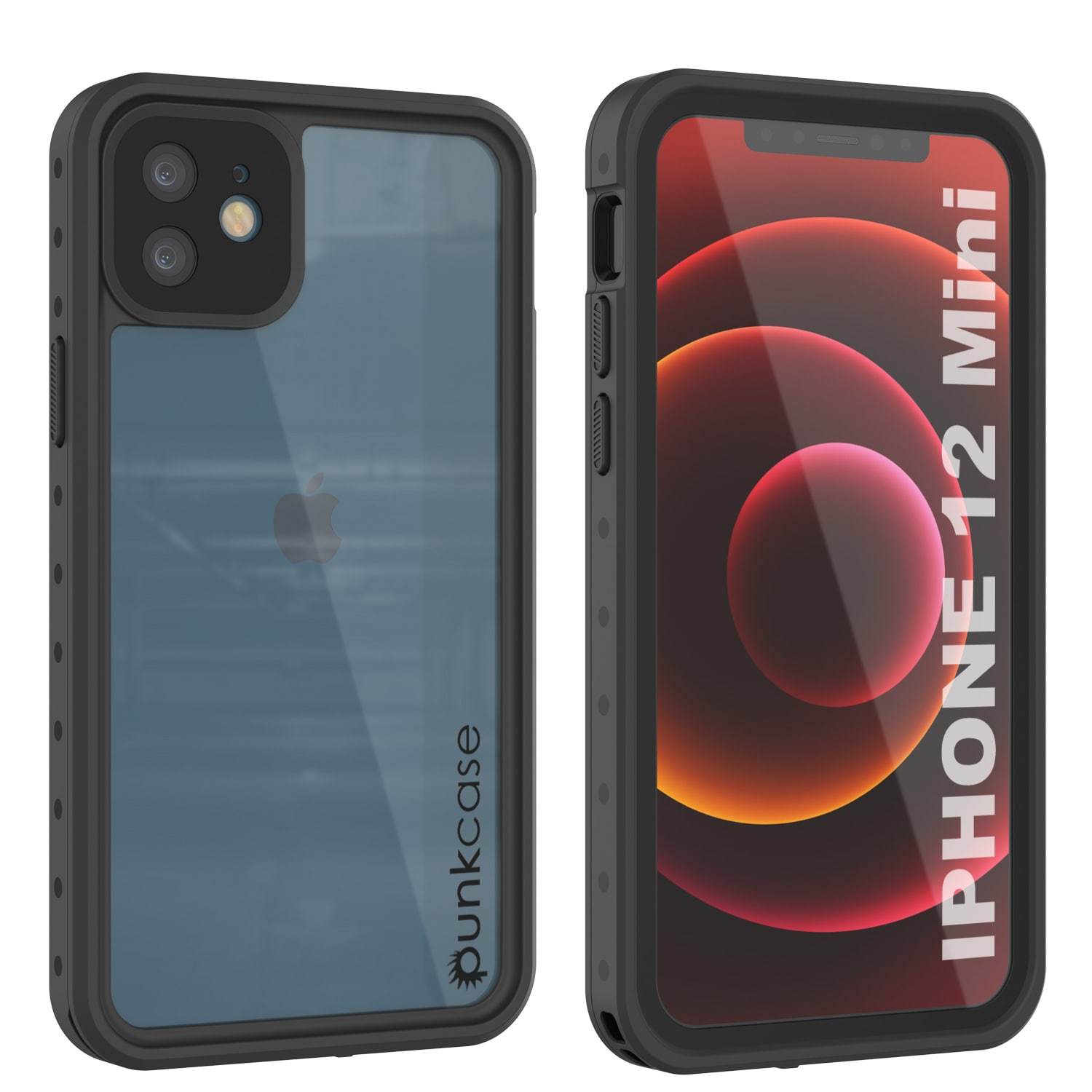 iPhone 12 Mini Waterproof IP68 Case, Punkcase [Black] [StudStar Series] [Slim Fit]