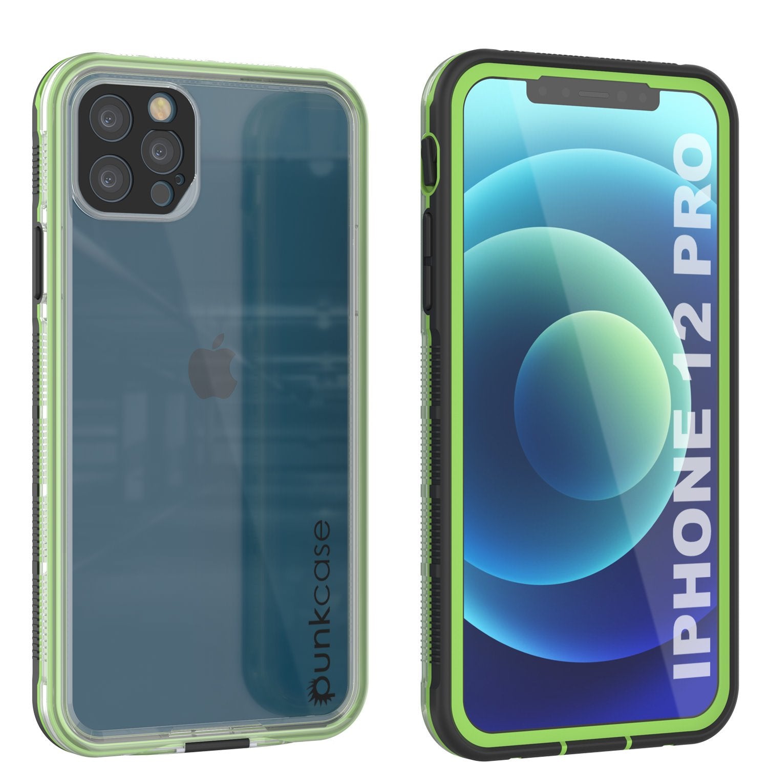 Punkcase iPhone 12 Pro Waterproof Case [Aqua Series] Armor Cover [Clear Purple] [Clear Back]