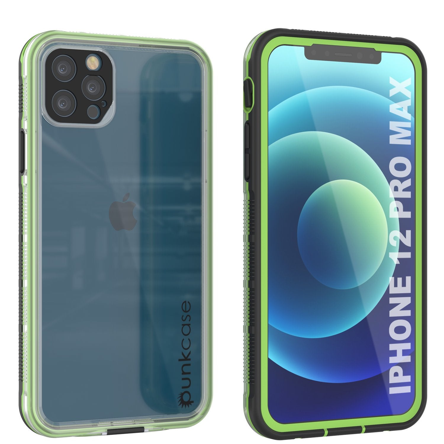 Punkcase iPhone 12 Pro Max Waterproof Case [Aqua Series] Armor Cover [Clear Purple] [Clear Back]