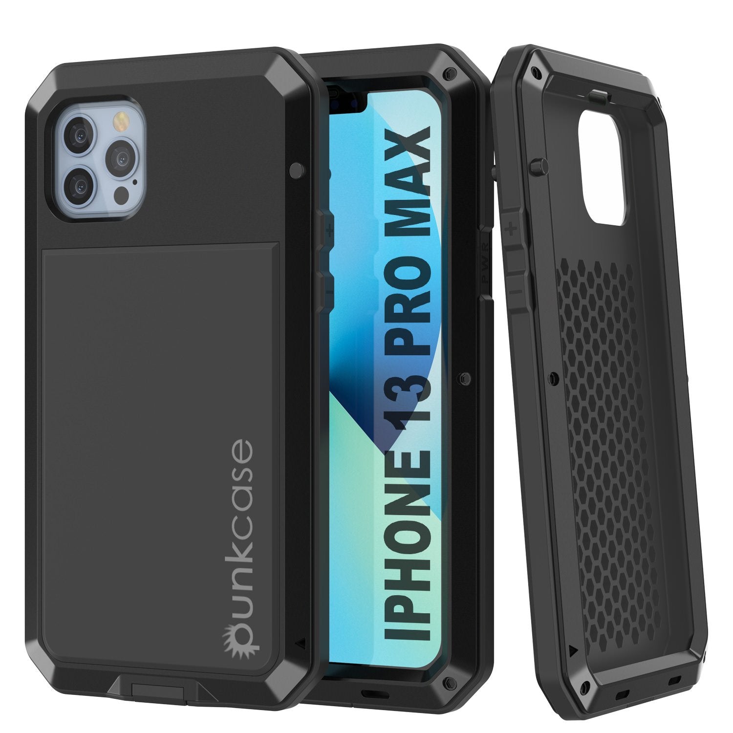 iPhone 13 Pro Max Metal Case, Heavy Duty Military Grade Armor Cover [shock proof] Full Body Hard [Red]