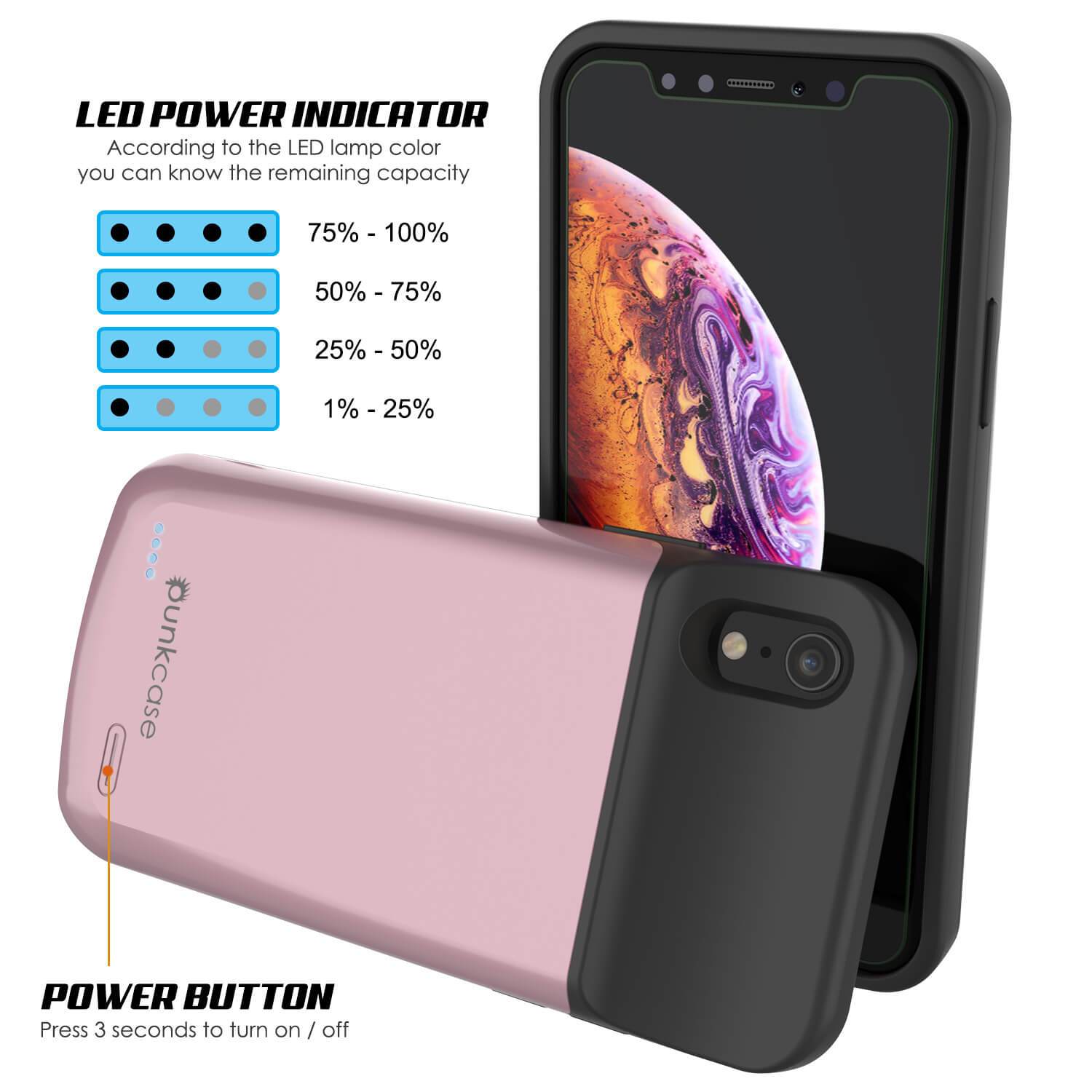 iPhone 11 Battery Case, PunkJuice 5000mAH Fast Charging Power Bank W/ Screen Protector | [Rose-Gold]