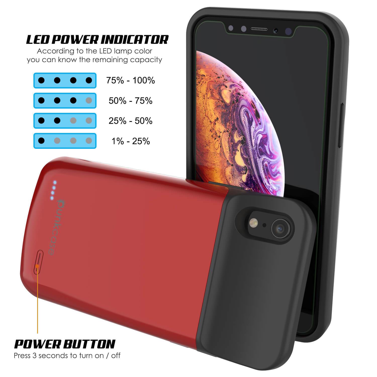 iPhone 11 Battery Case, PunkJuice 5000mAH Fast Charging Power Bank W/ Screen Protector | [Red]
