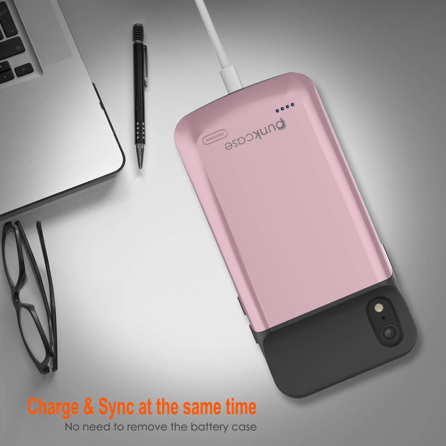 iPhone 11 Pro Max Battery Case, PunkJuice 5000mAH Fast Charging Power Bank W/ Screen Protector | [Rose-Gold]