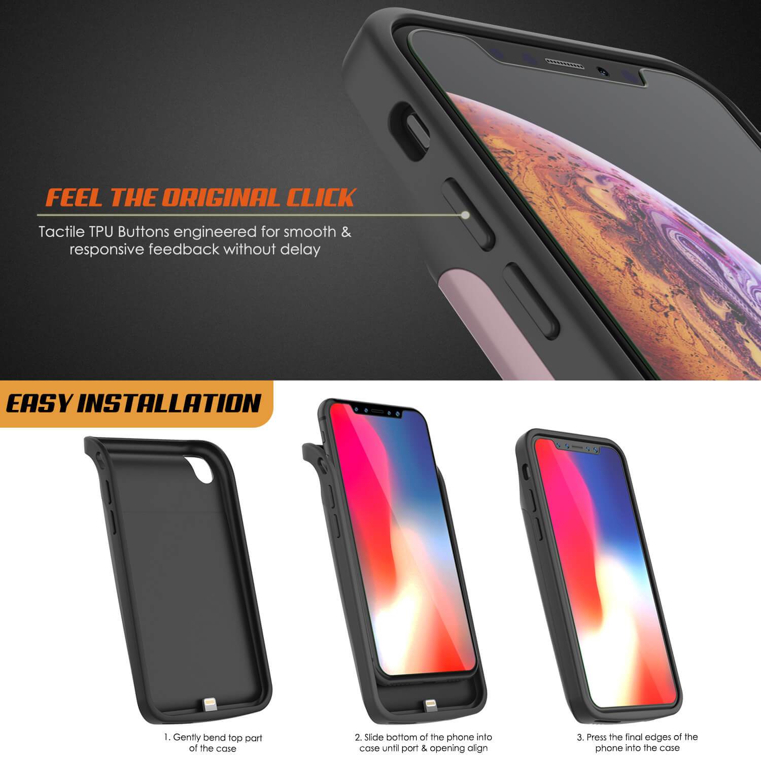 iPhone 11 Pro Max Battery Case, PunkJuice 5000mAH Fast Charging Power Bank W/ Screen Protector | [Rose-Gold]
