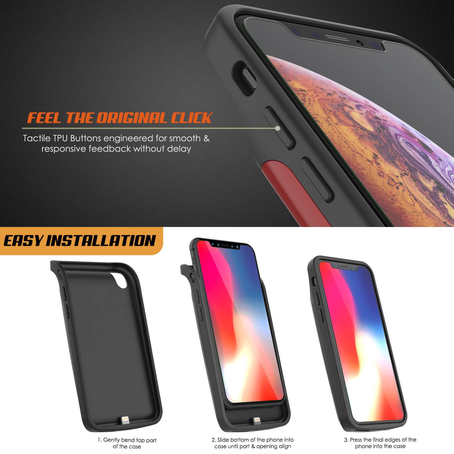 iPhone 11 Battery Case, PunkJuice 5000mAH Fast Charging Power Bank W/ Screen Protector | [Red]