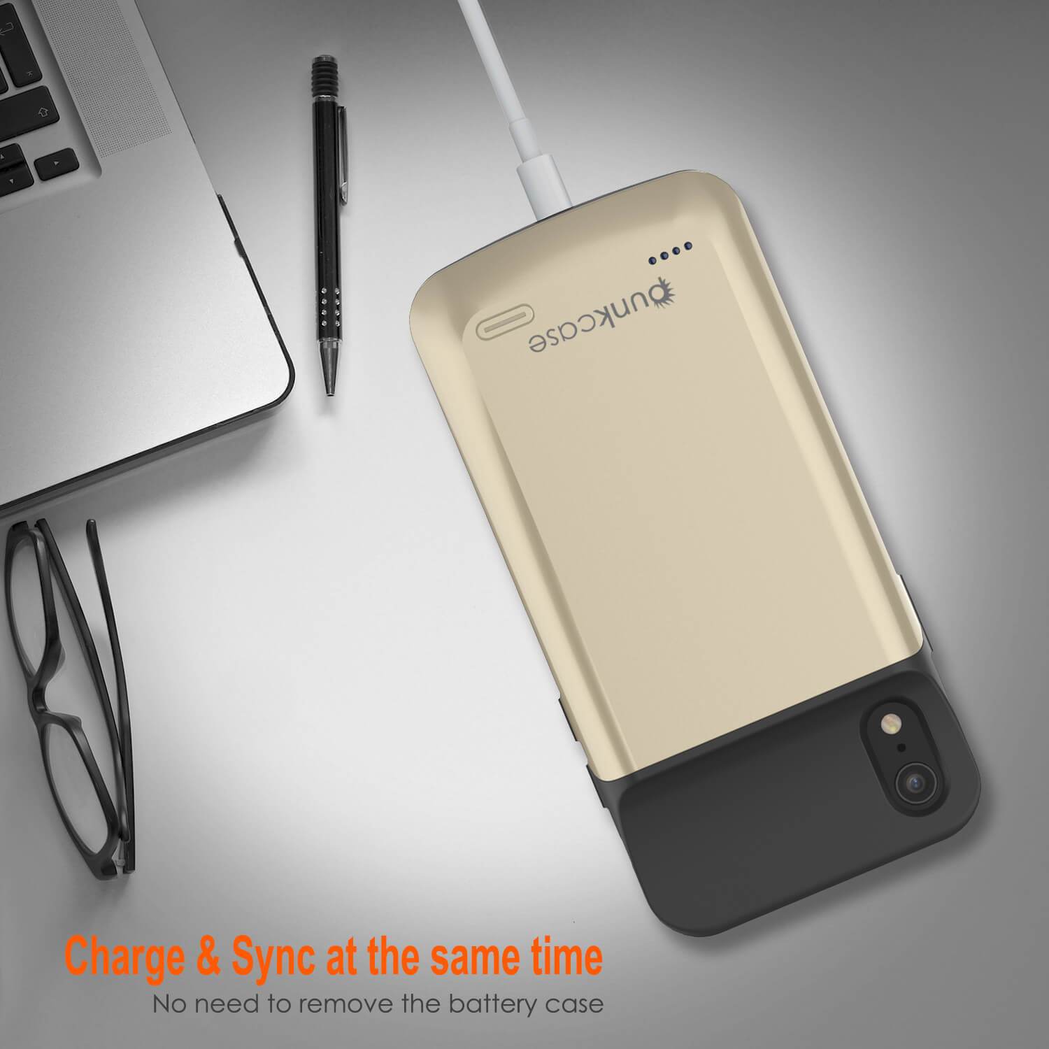 iPhone 11 Battery Case, PunkJuice 5000mAH Fast Charging Power Bank W/ Screen Protector | [Gold]