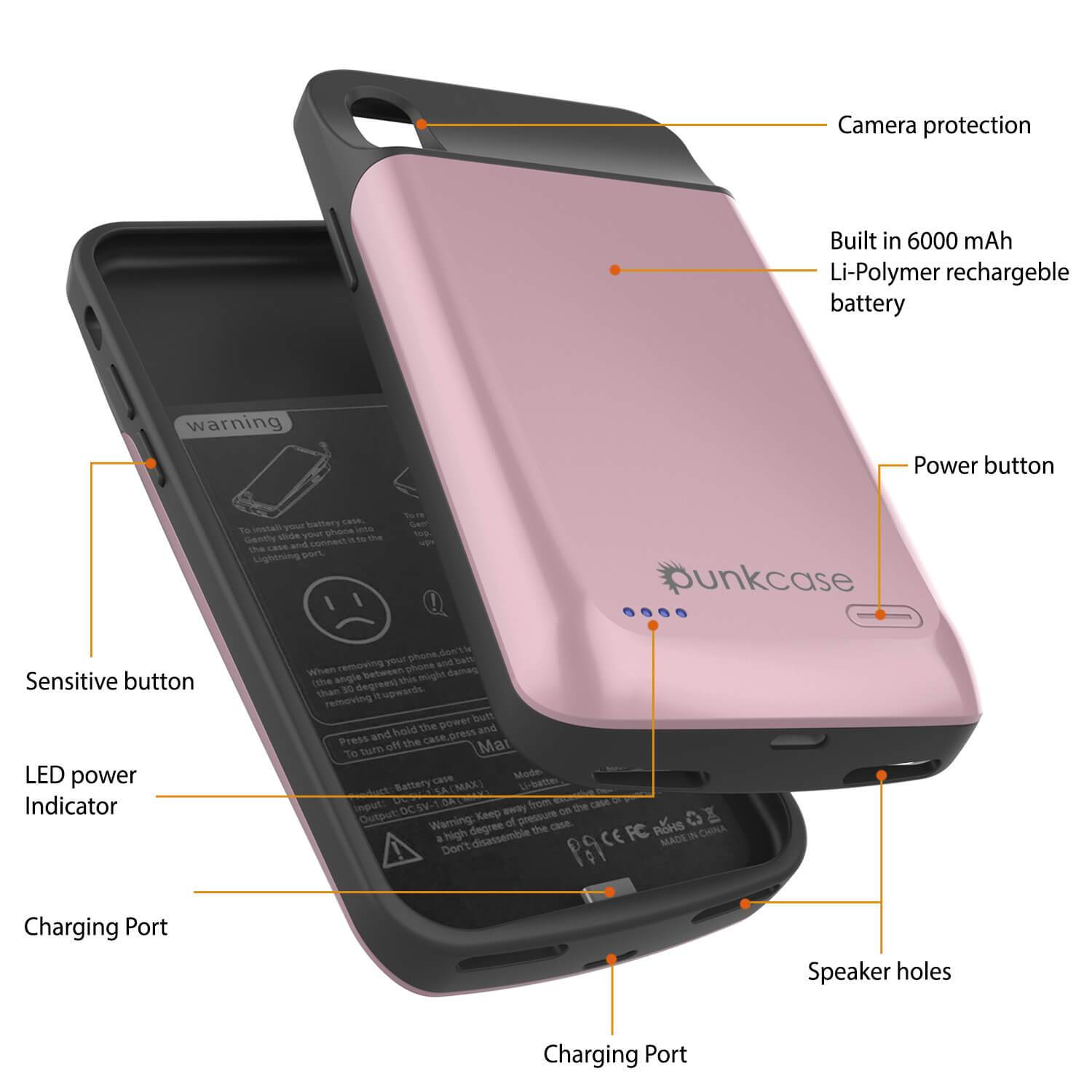 iPhone 11 Pro Max Battery Case, PunkJuice 5000mAH Fast Charging Power Bank W/ Screen Protector | [Rose-Gold]