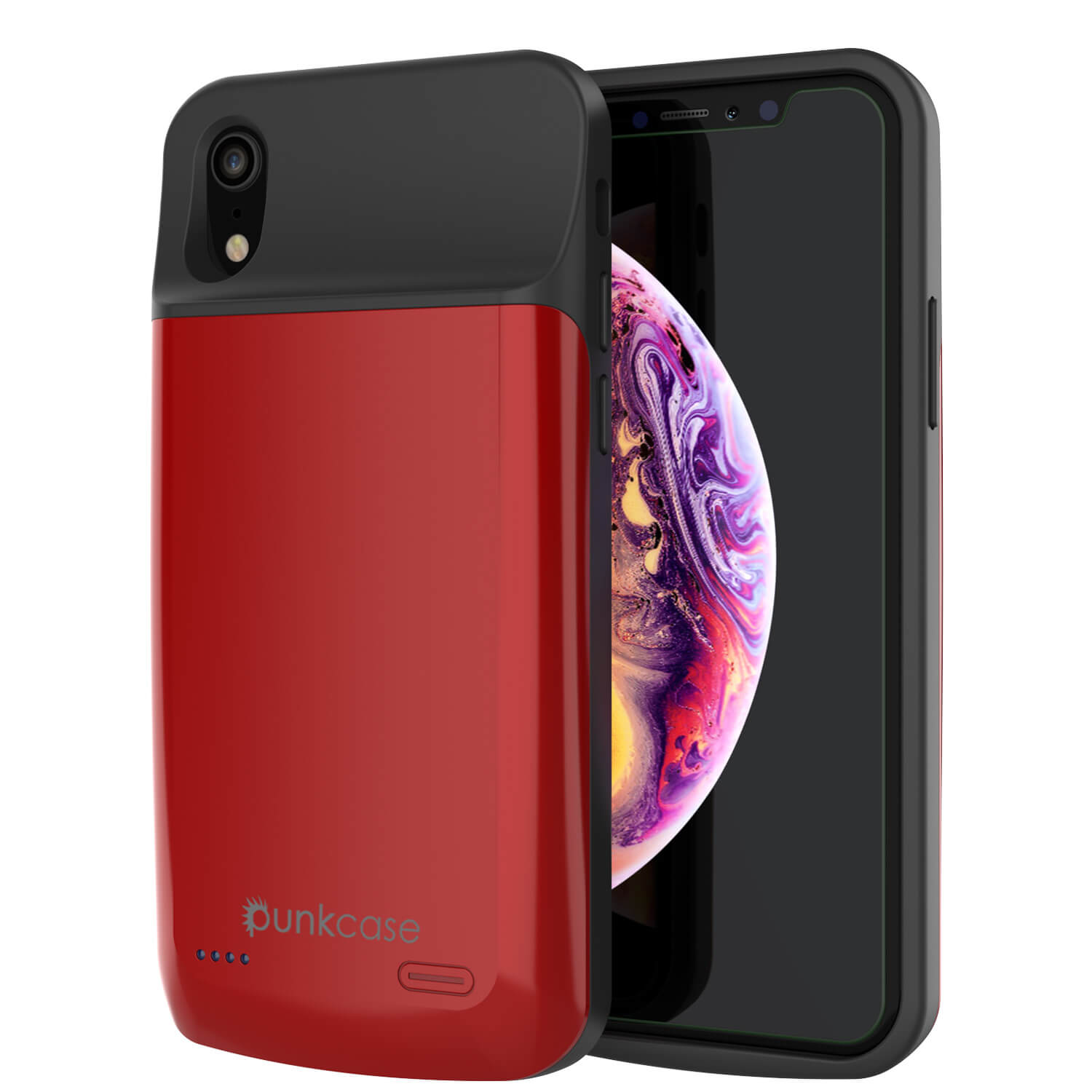 iphone XR Battery Case, PunkJuice 5000mAH Fast Charging Power Bank W/ Screen Protector | [Red]