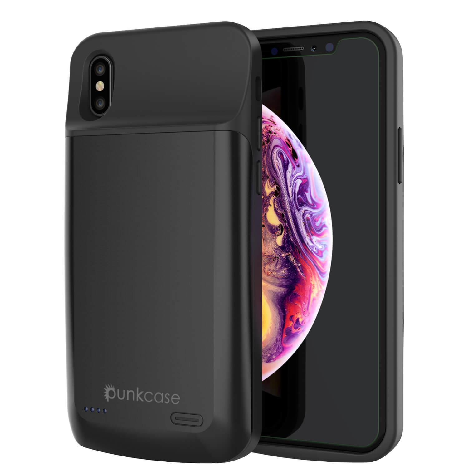 iphone XS Battery Case, PunkJuice 5000mAH Fast Charging Power Bank W/ Screen Protector | [Black]