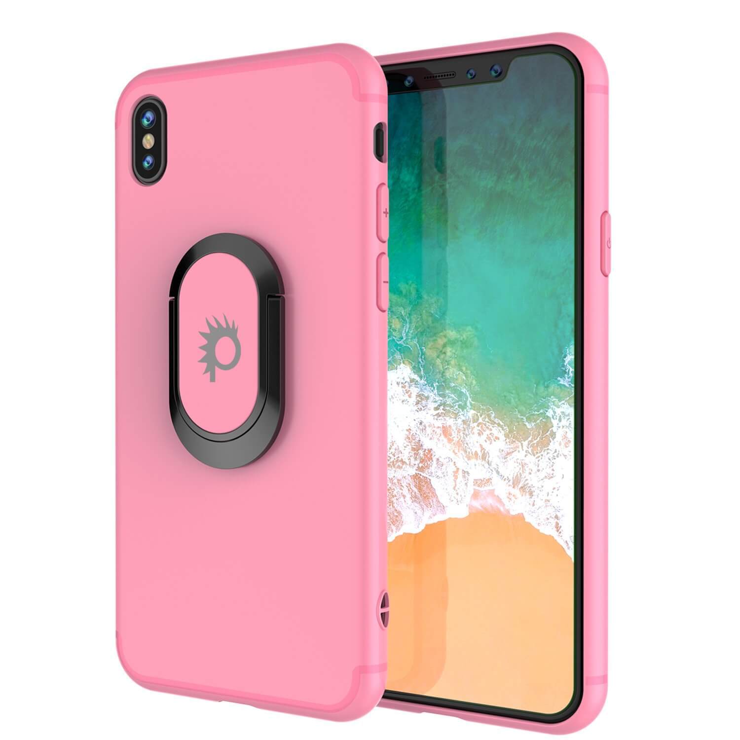 iPhone XS Case, Punkcase Magnetix Protective TPU Cover W/ Kickstand, Tempered Glass Screen Protector [Red]