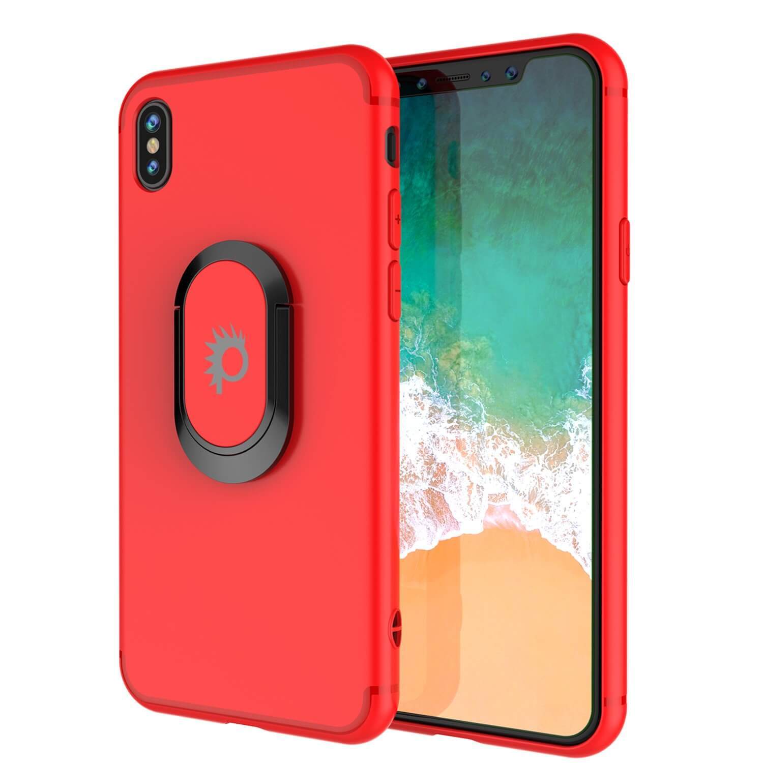 iPhone XS Case, Punkcase Magnetix Protective TPU Cover W/ Kickstand, Tempered Glass Screen Protector [Pink]