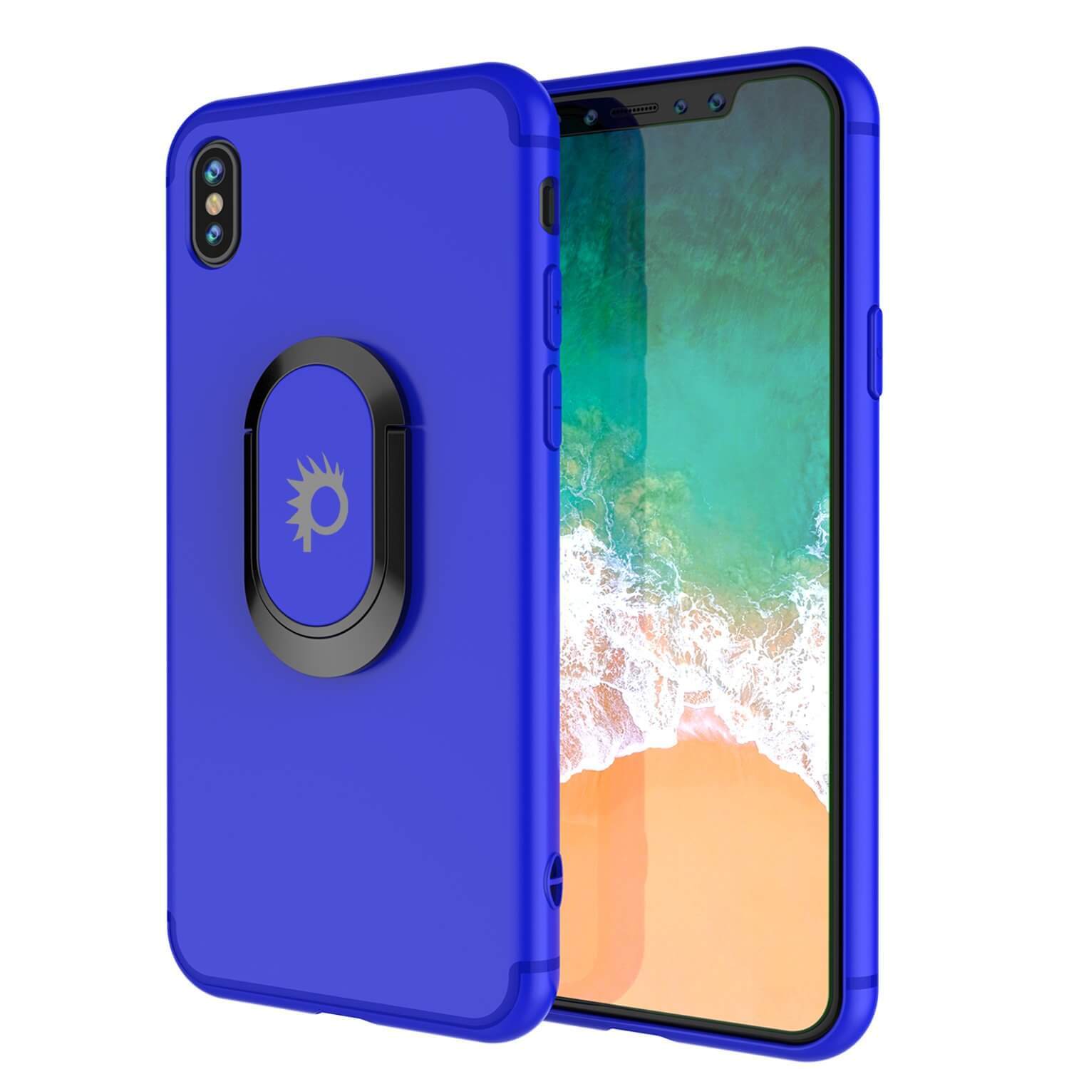 iPhone XS Max Case, Punkcase Magnetix Protective TPU Cover W/ Kickstand, Tempered Glass Screen Protector [Black]