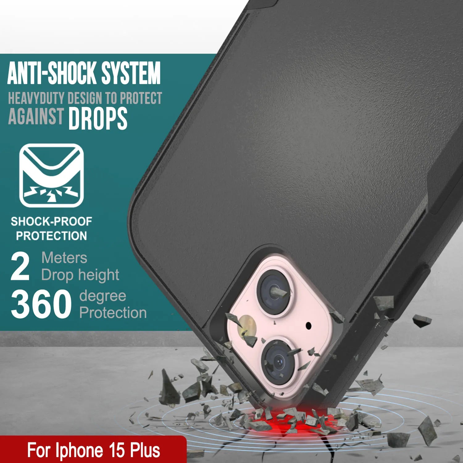 Punkcase for iPhone 15 Plus Belt Clip Multilayer Holster Case [Patron Series] [Black]