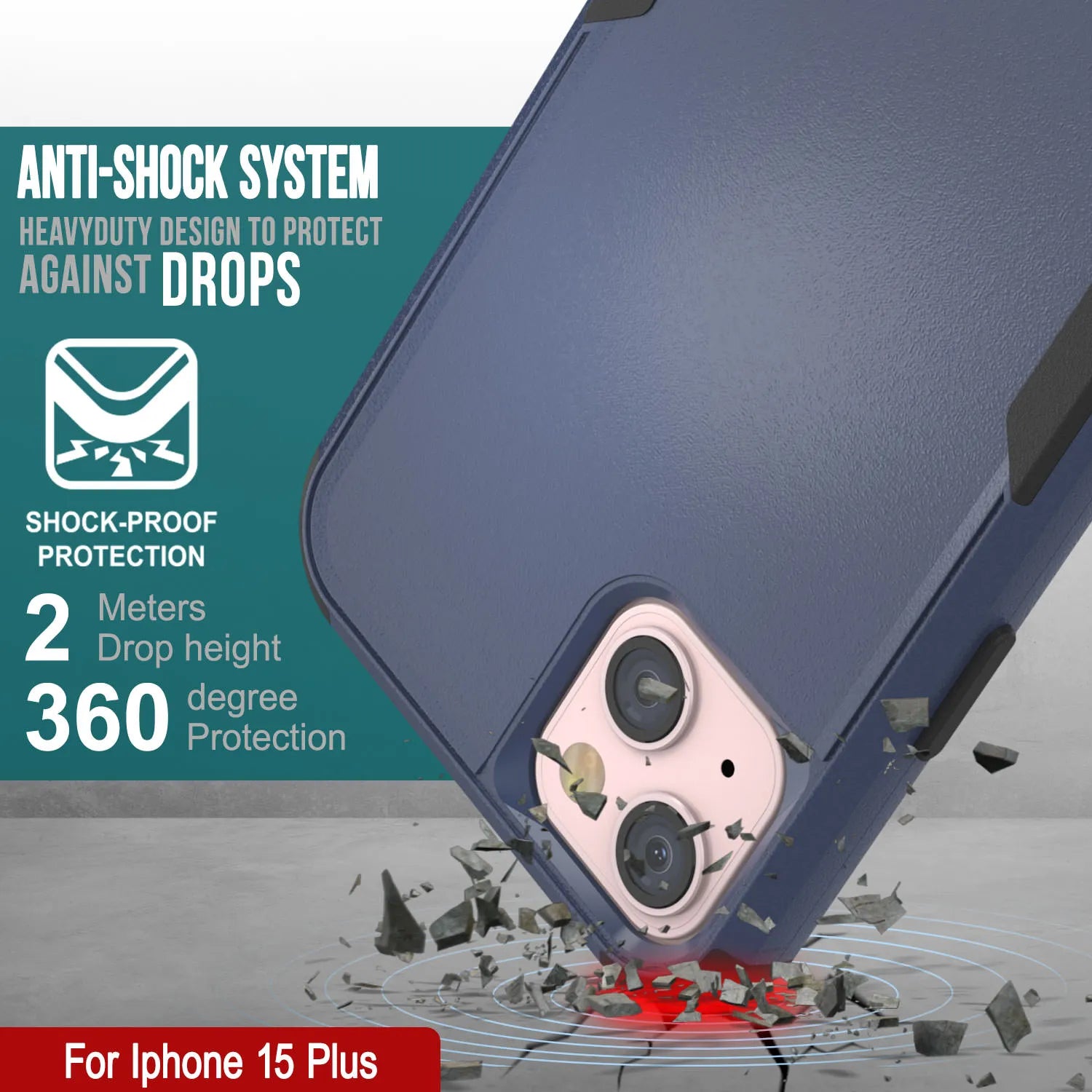 Punkcase for iPhone 15 Plus Belt Clip Multilayer Holster Case [Patron Series] [Navy Black]