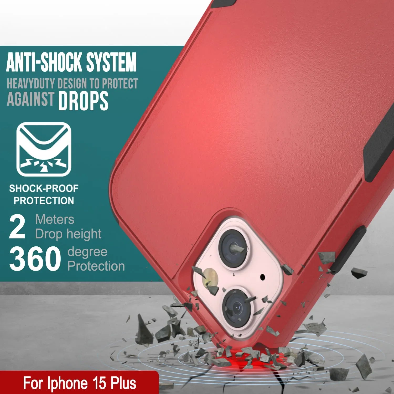 Punkcase for iPhone 15 Plus Belt Clip Multilayer Holster Case [Patron Series] [Red-Black]