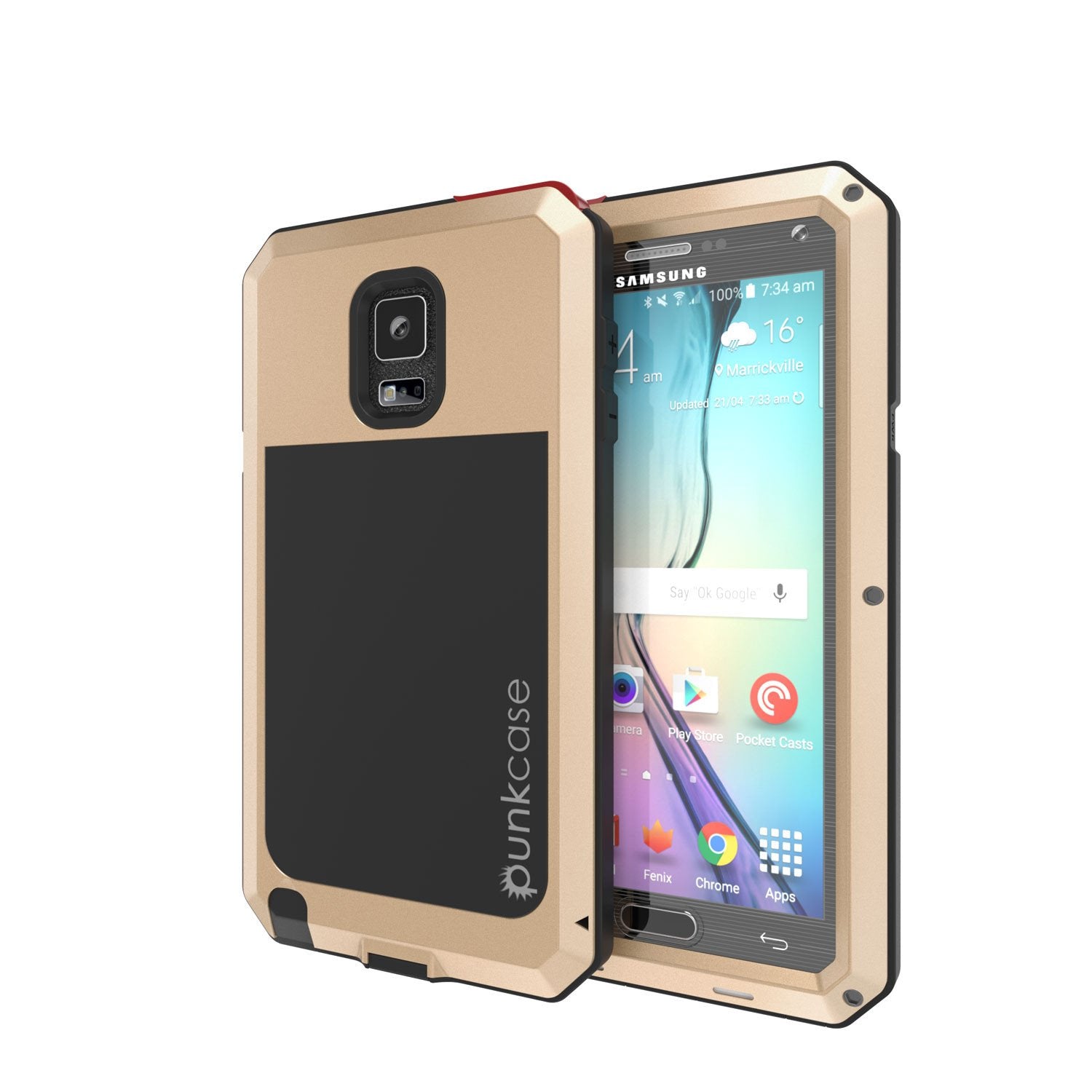 Note 4 Case, Punkcase® METALLIC Series NEON w/ TEMPERED GLASS | Aluminum Frame