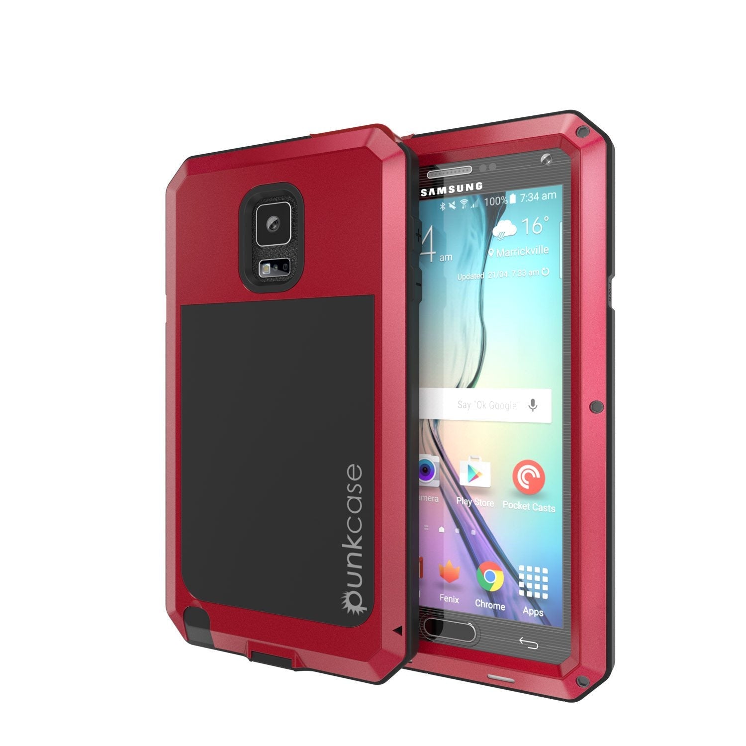 Note 4 Case, Punkcase® METALLIC Series WHITE w/ TEMPERED GLASS | Aluminum Frame
