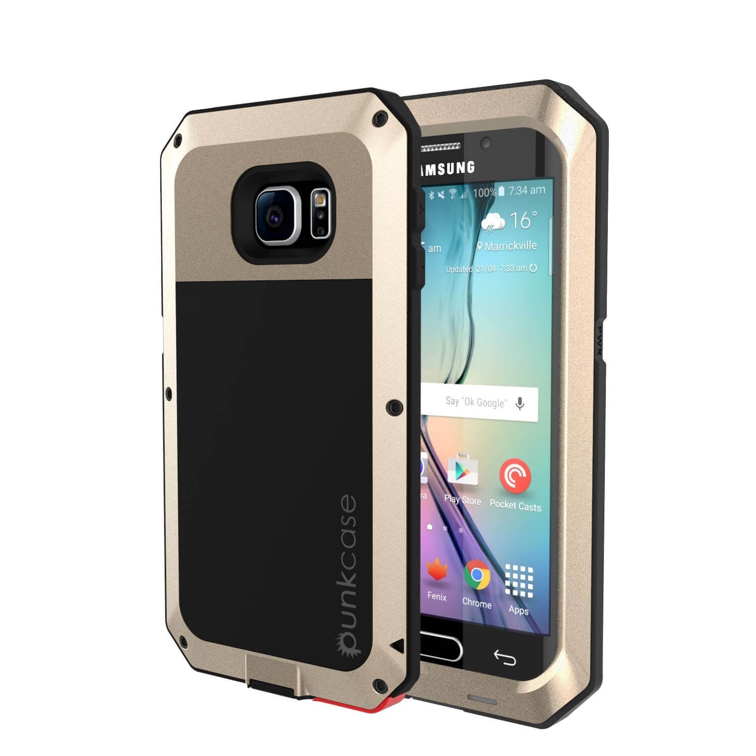 Galaxy S6 EDGE+ Plus Case, PUNKcase Metallic Black Shockproof  Slim Metal Armor Case