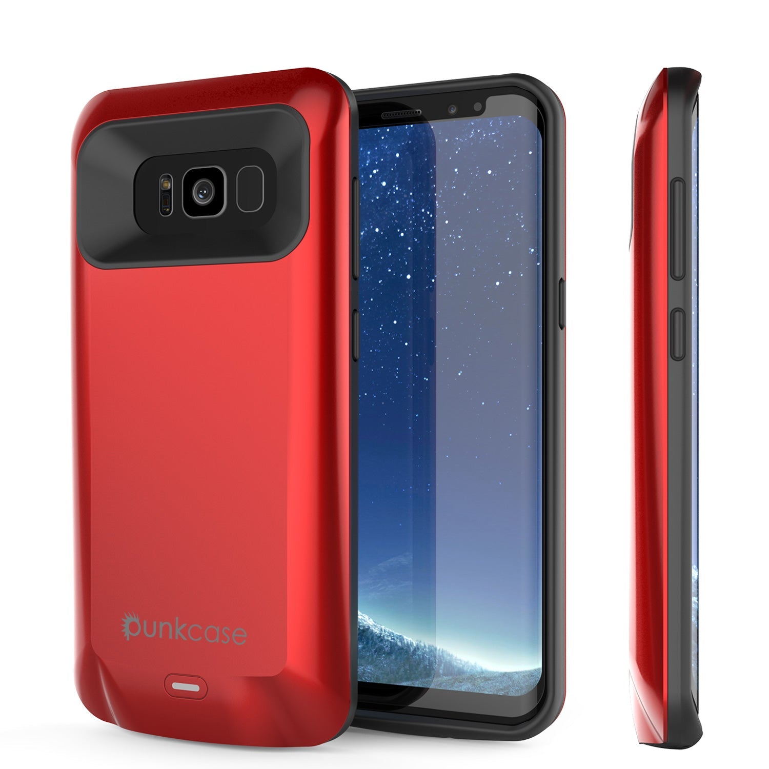 Galaxy S8 Battery Case, Punkcase 5000mAH Charger Case W/ Screen Protector | Integrated Kickstand & USB Port | IntelSwitch [Red]