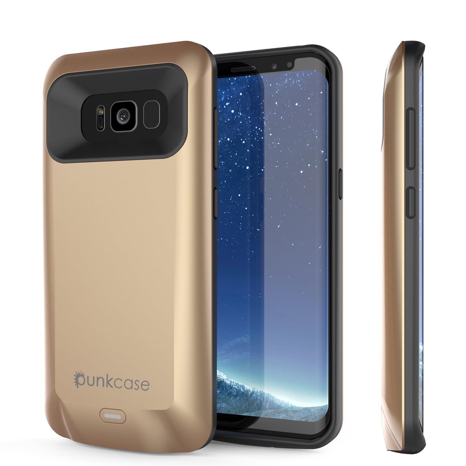 Galaxy S8 PLUS Battery Case, Punkcase 5500mAH Charger Case W/ Screen Protector | Integrated Kickstand & USB Port | IntelSwitch [Black]