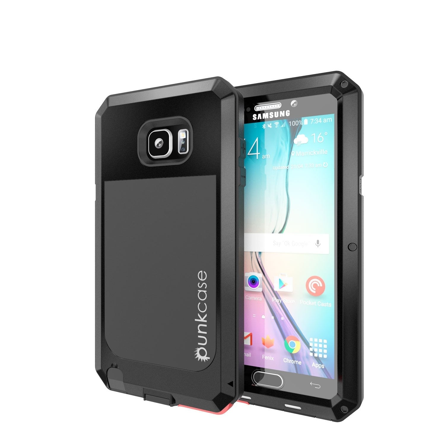 S7 Case, Punkcase® METALLIC Series RED for Samsung Galaxy S7 W/ TEMPERED GLASS | Aluminum Frame