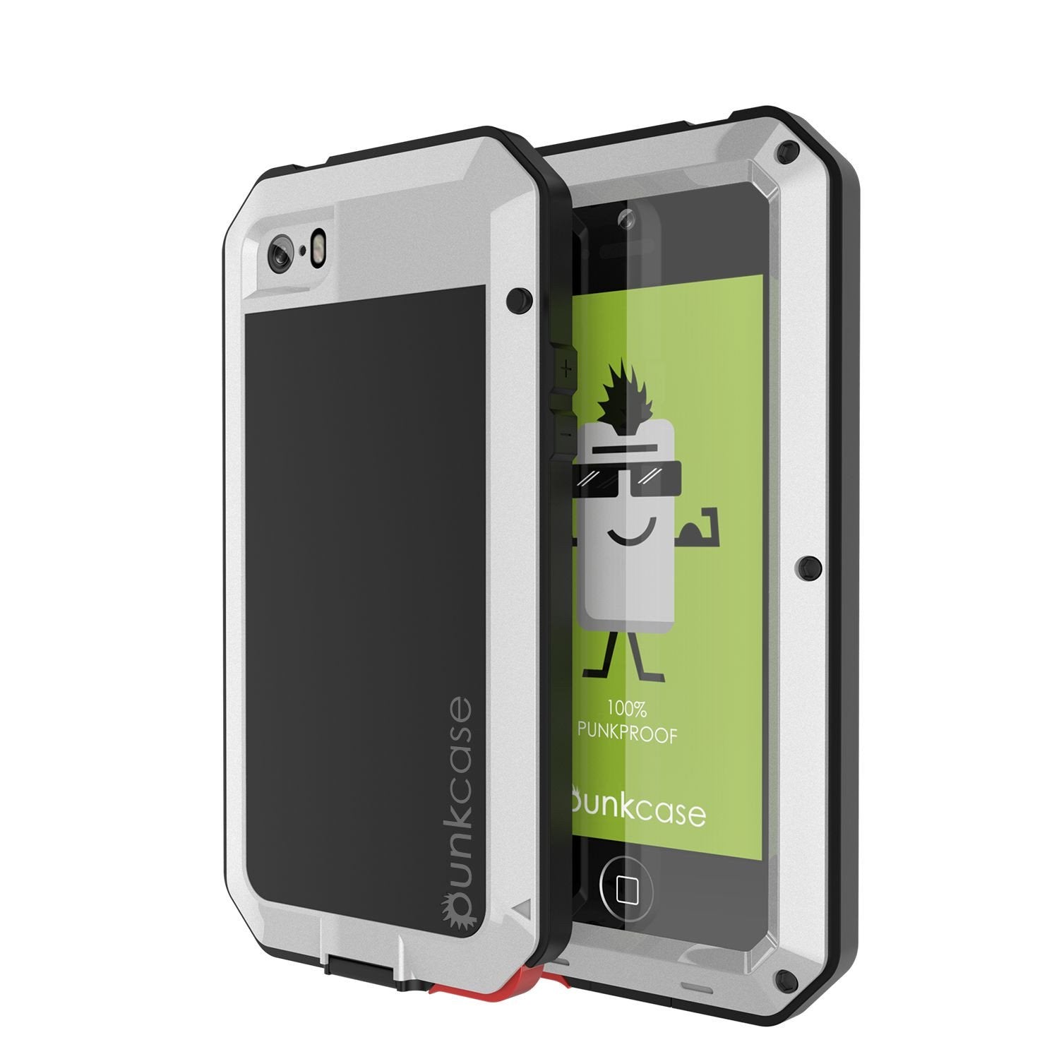 iPhone SE/5/5s Case, Punkcase® METALLIC Series RED w/ TEMPERED GLASS | Aluminum Frame