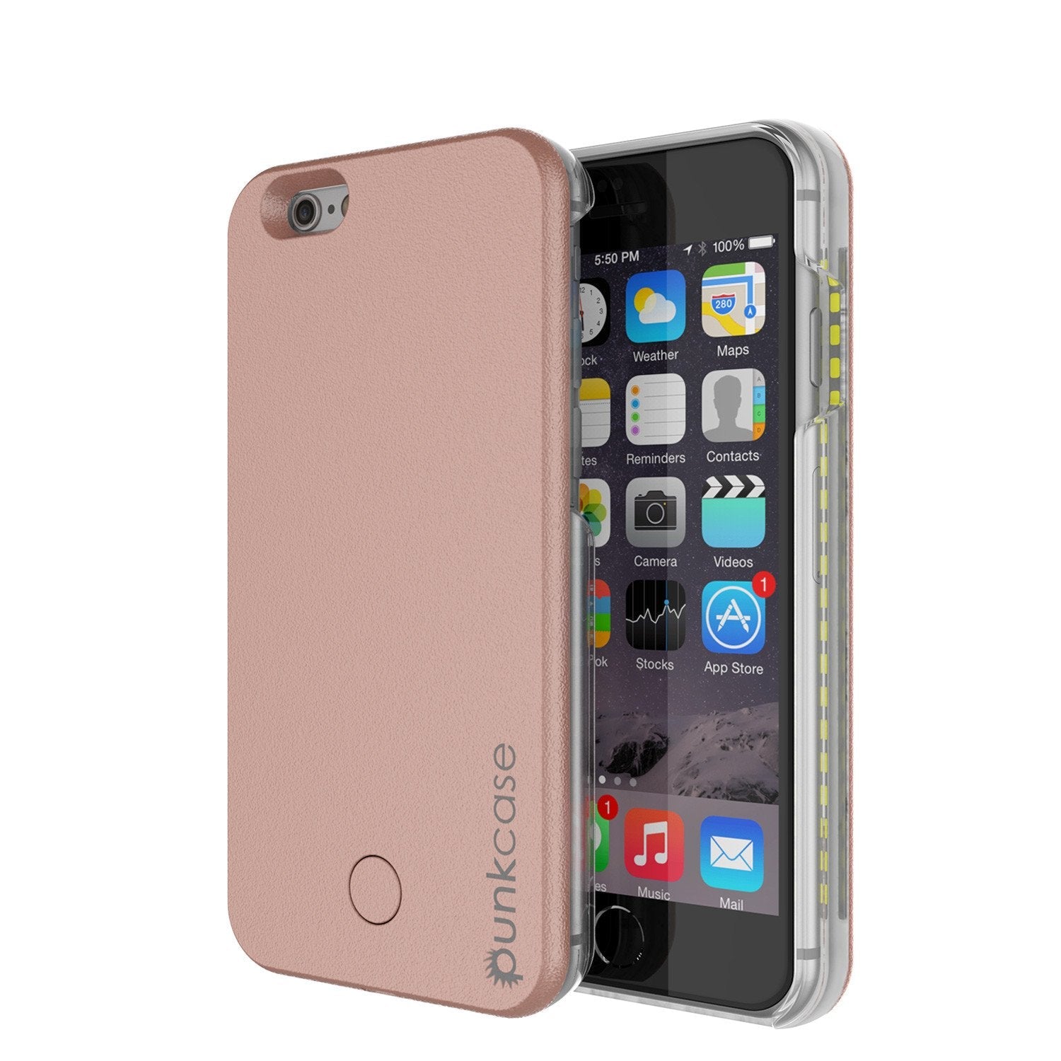 iPhone 6+/6S+ Plus Punkcase LED Light Case Light Illuminated Case, Pink W/  Battery Power Bank