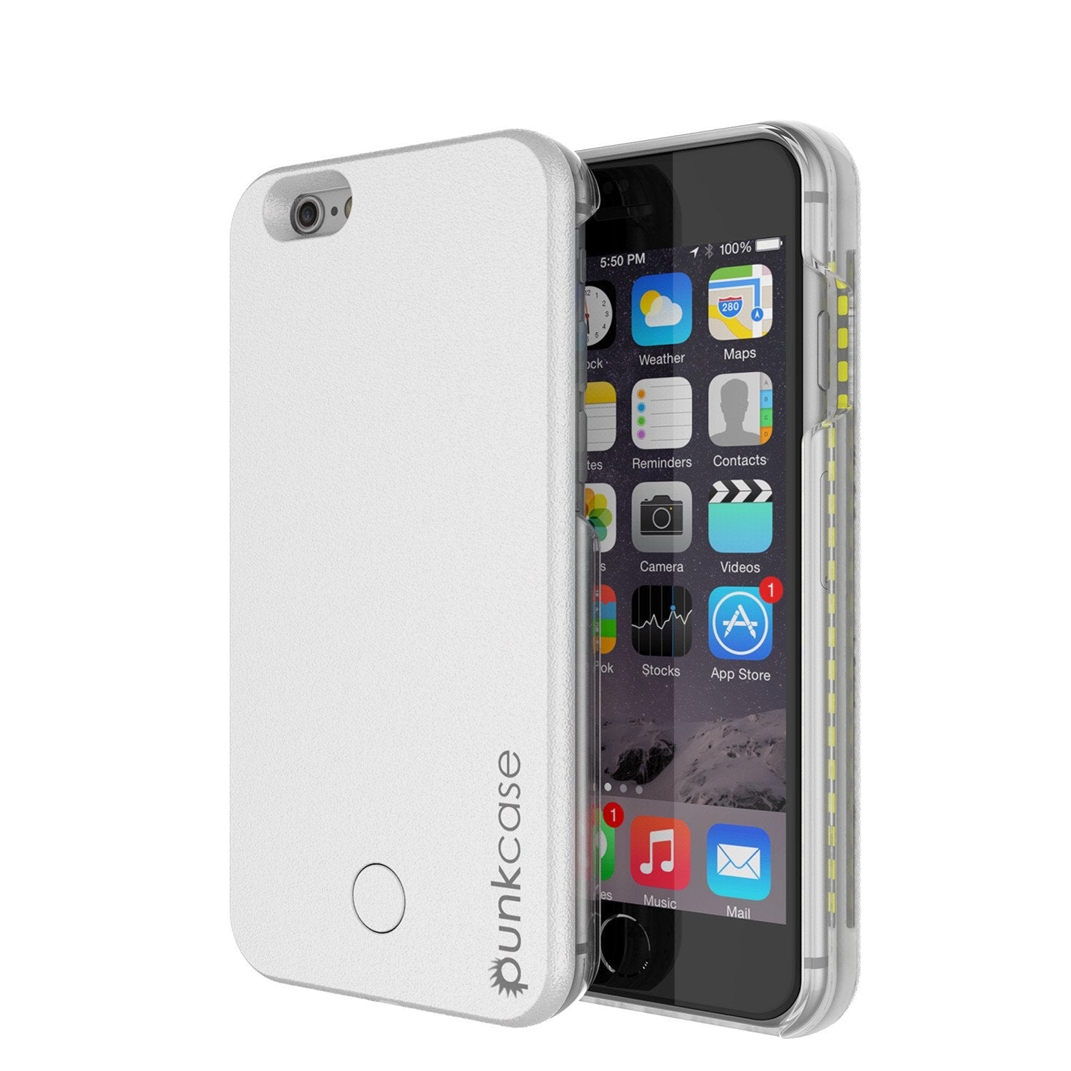 iPhone 6+/6S+ Plus Punkcase LED Light Case Light Illuminated Case, Black W/  Battery Power Bank