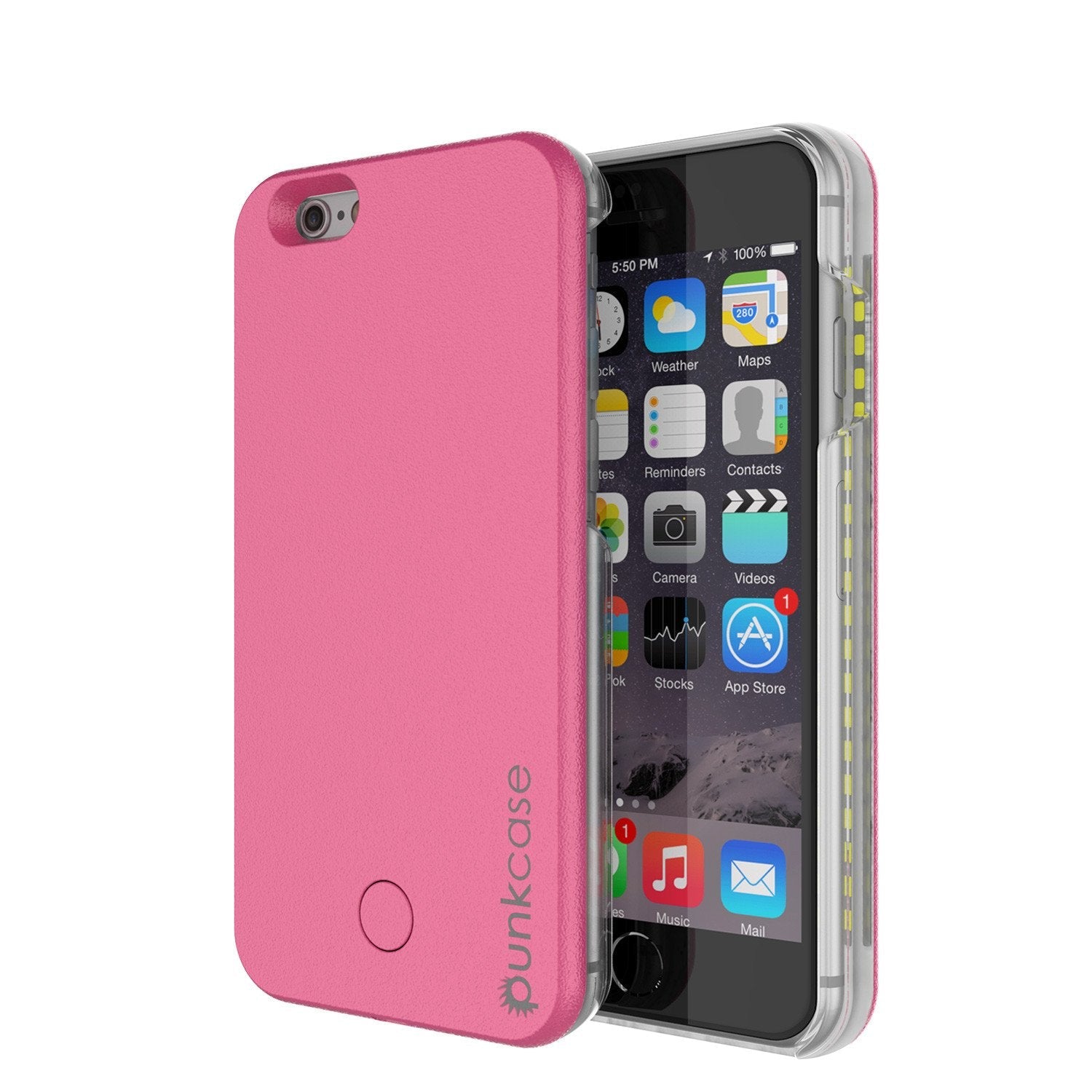 iPhone 6+/6S+ Plus Punkcase LED Light Case Light Illuminated Case, ROSE GOLD  W/  Battery Power Bank
