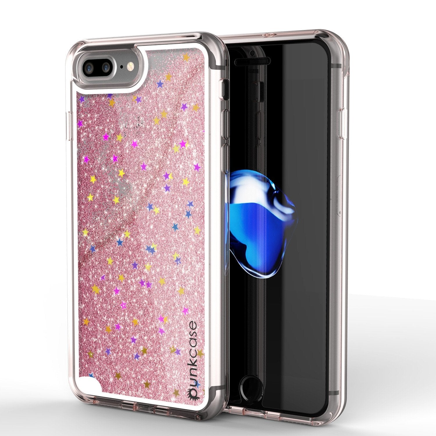 iPhone 7+Plus Case, PunkCase LIQUID Pink Series, Protective Dual Layer Floating Glitter Cover