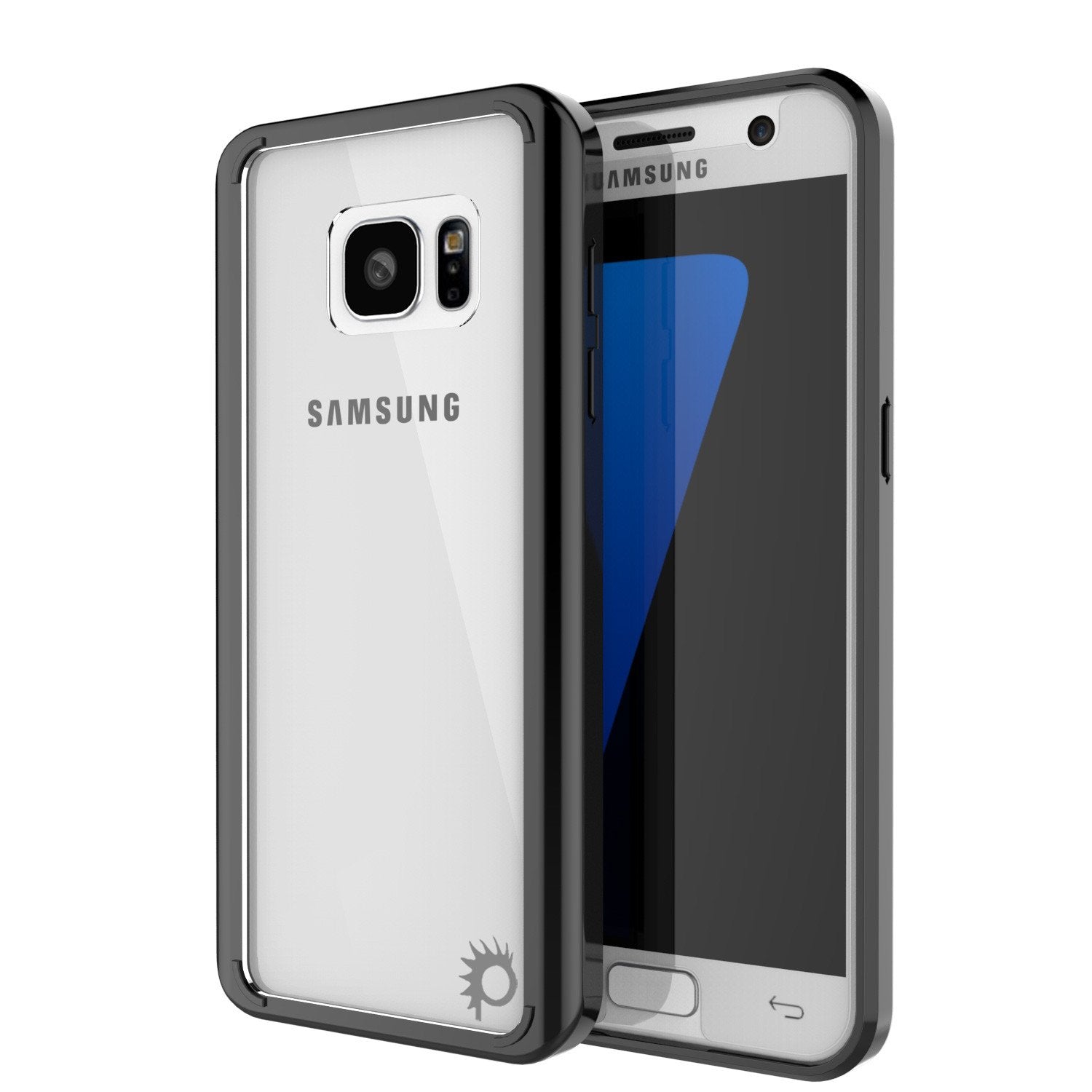 S7 Case Punkcase® LUCID 2.0 Crystal Black Series w/ PUNK SHIELD Glass Screen Protector | Ultra Fit