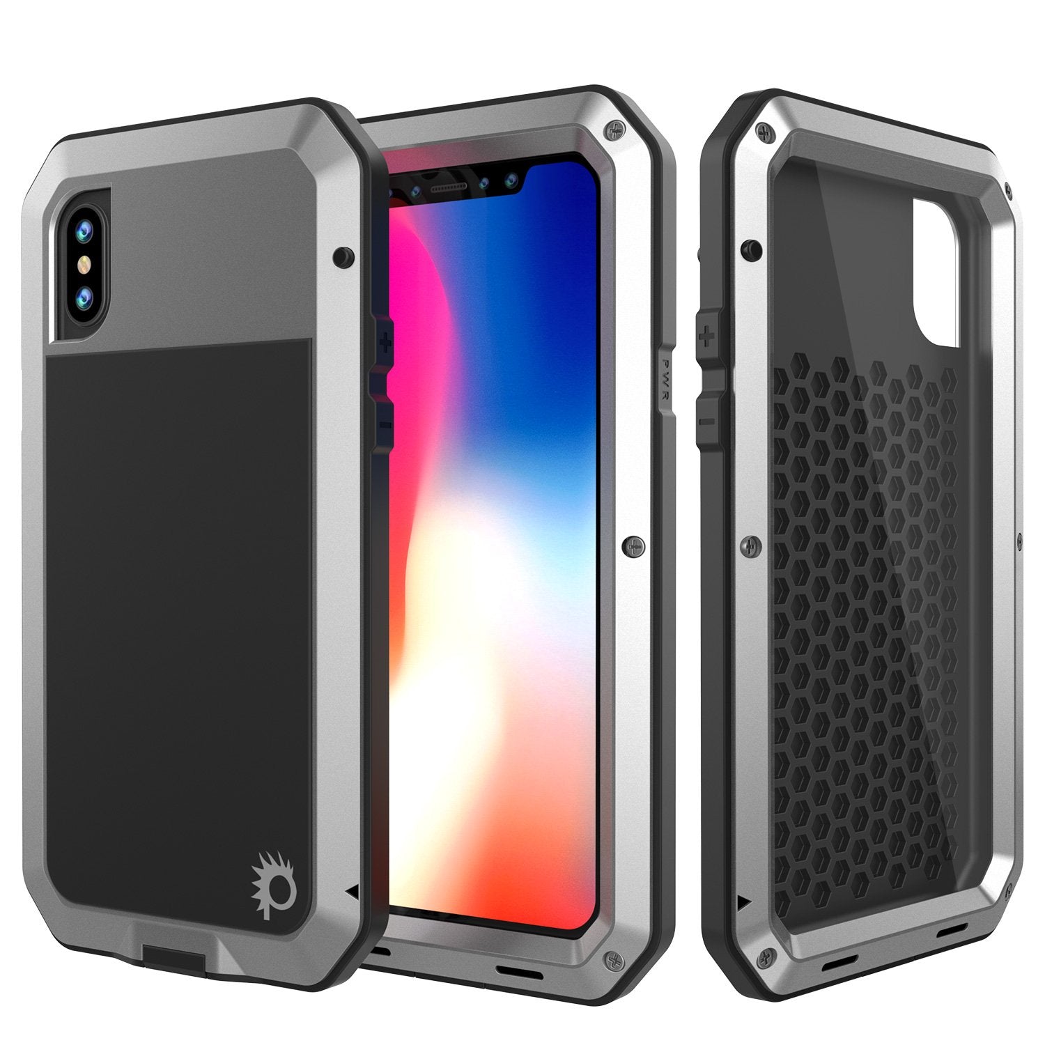 iPhone X Metal Case, Heavy Duty Military Grade Rugged White Armor Cover [shock proof] Hybrid Full Body Hard Aluminum & TPU Design