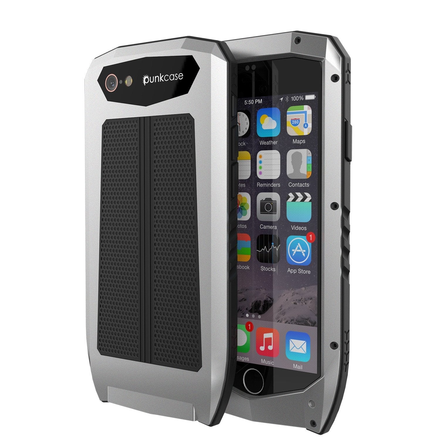 iPhone 6s/6 Case, Punkcase Metallic PRO Black Series Cover W/ Attached Screen Protector | Touch-ID