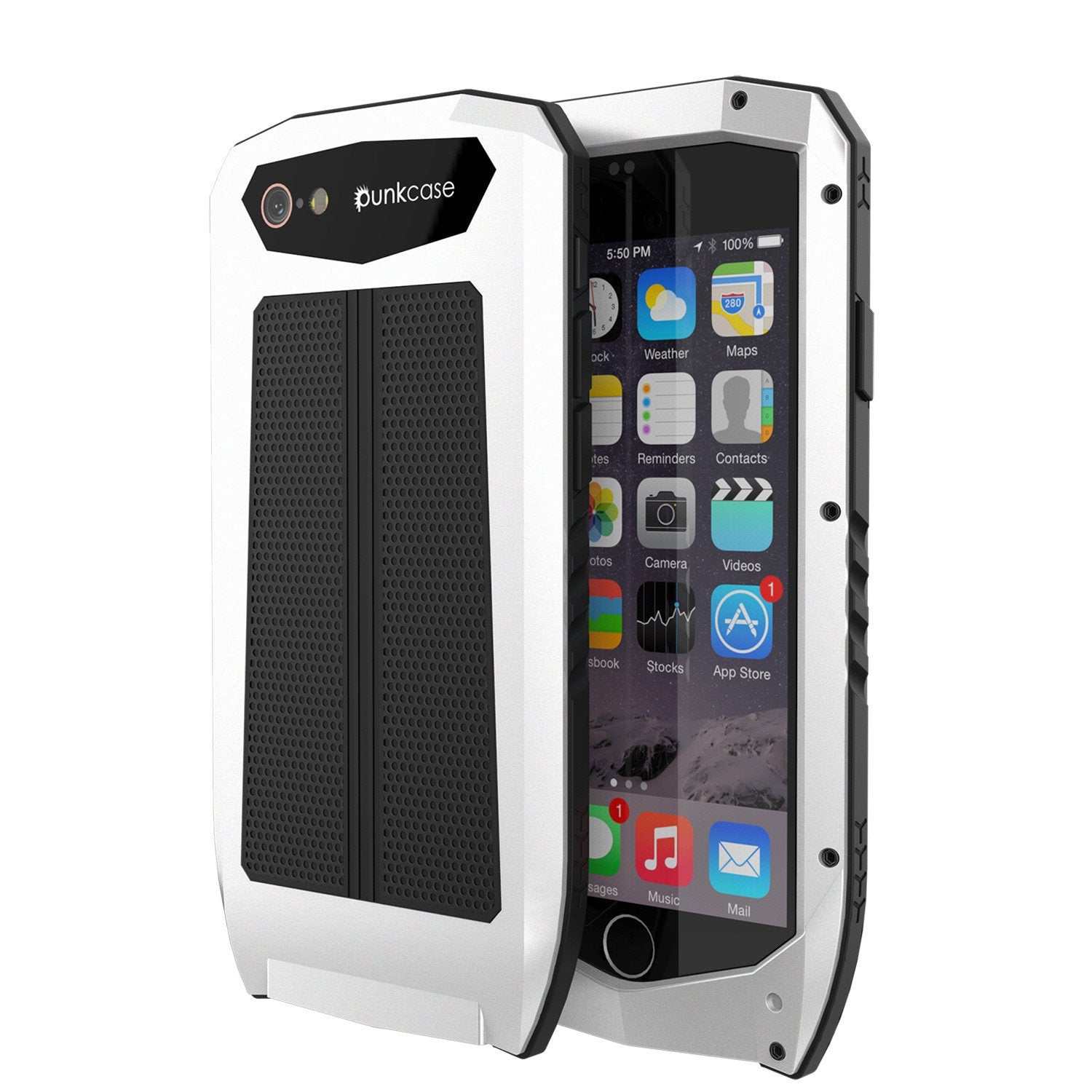 iPhone 6s/6 Case, Punkcase Metallic PRO Black Series Cover W/ Attached Screen Protector | Touch-ID