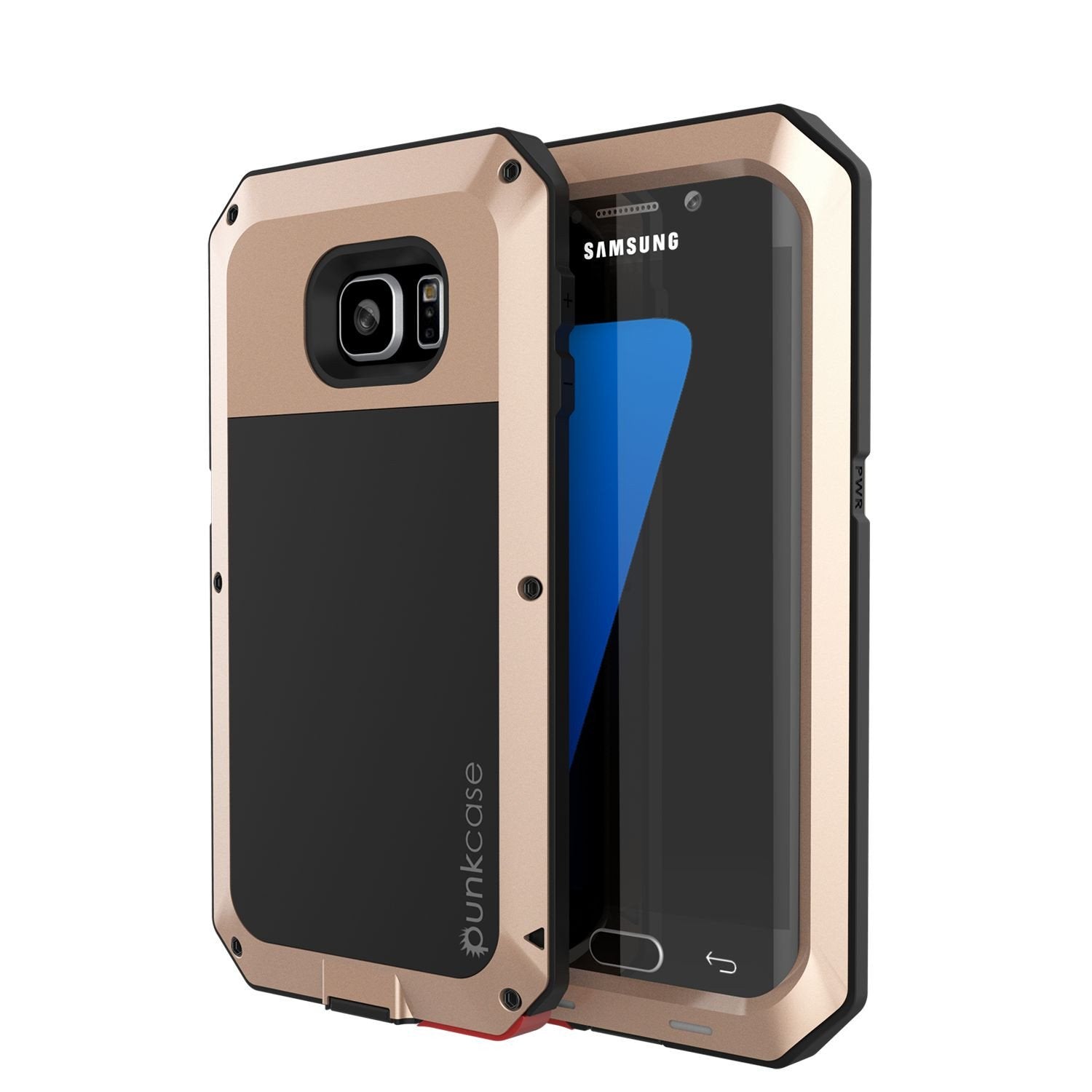 Galaxy S7 EDGE  Case, PUNKcase Metallic White Shockproof  Slim Metal Armor Case