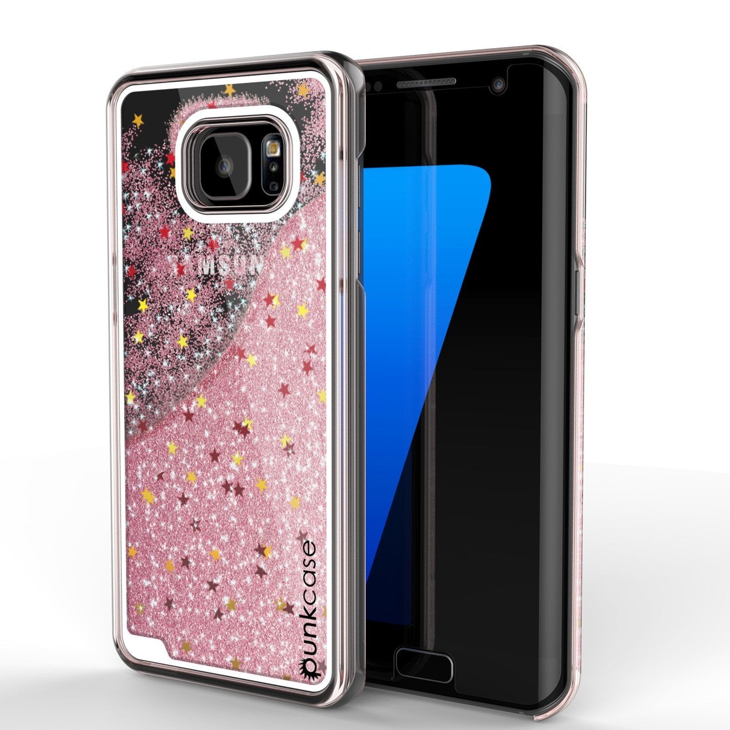 S7 Edge Case, Punkcase [Liquid Silver Series] Protective Dual Layer Floating Glitter Cover with lots of Bling & Sparkle + PunkShield Screen Protector
