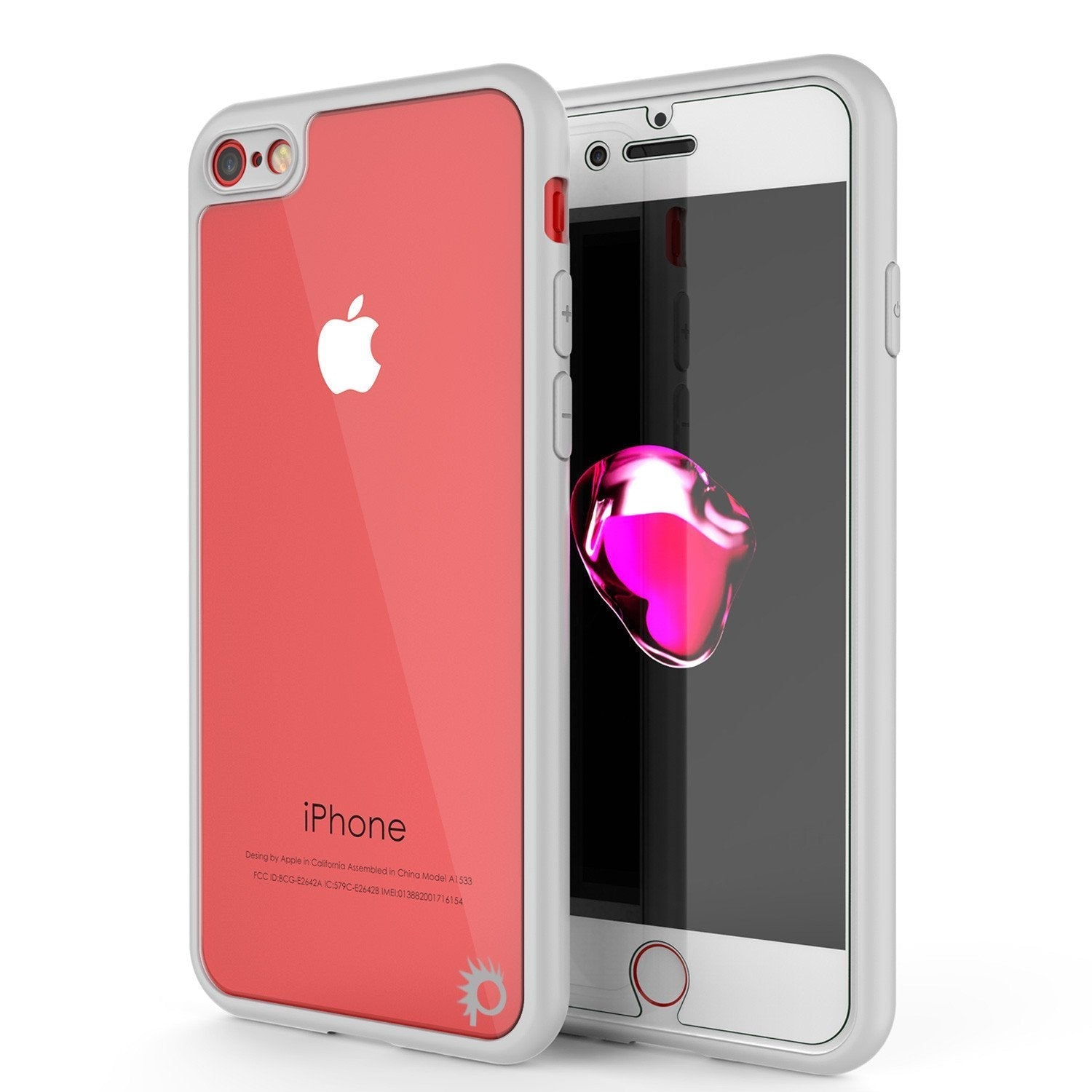 iPhone 8 Case [MASK Series] [PINK] Full Body Hybrid Dual Layer TPU Cover W/ protective Tempered Glass Screen Protector