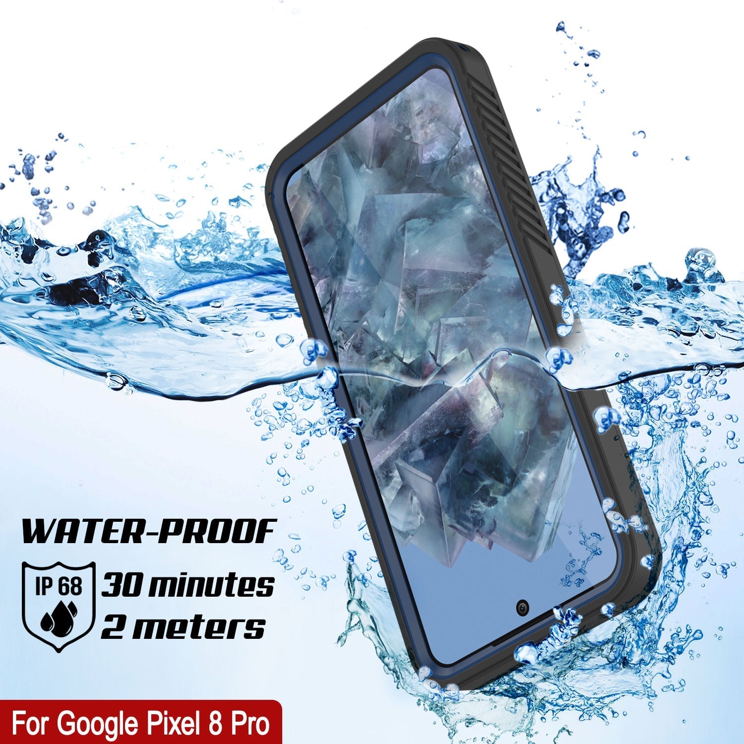 Google Pixel 9 Pro Waterproof Case, Punkcase [Extreme Series] Armor Cover W/ Built In Screen Protector [Navy Blue]