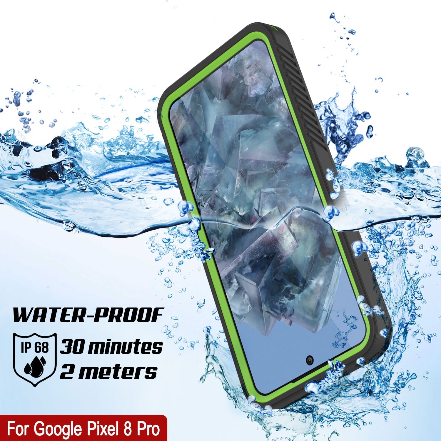 Google Pixel 9 Pro Waterproof Case, Punkcase [Extreme Series] Armor Cover W/ Built In Screen Protector [Light Green]