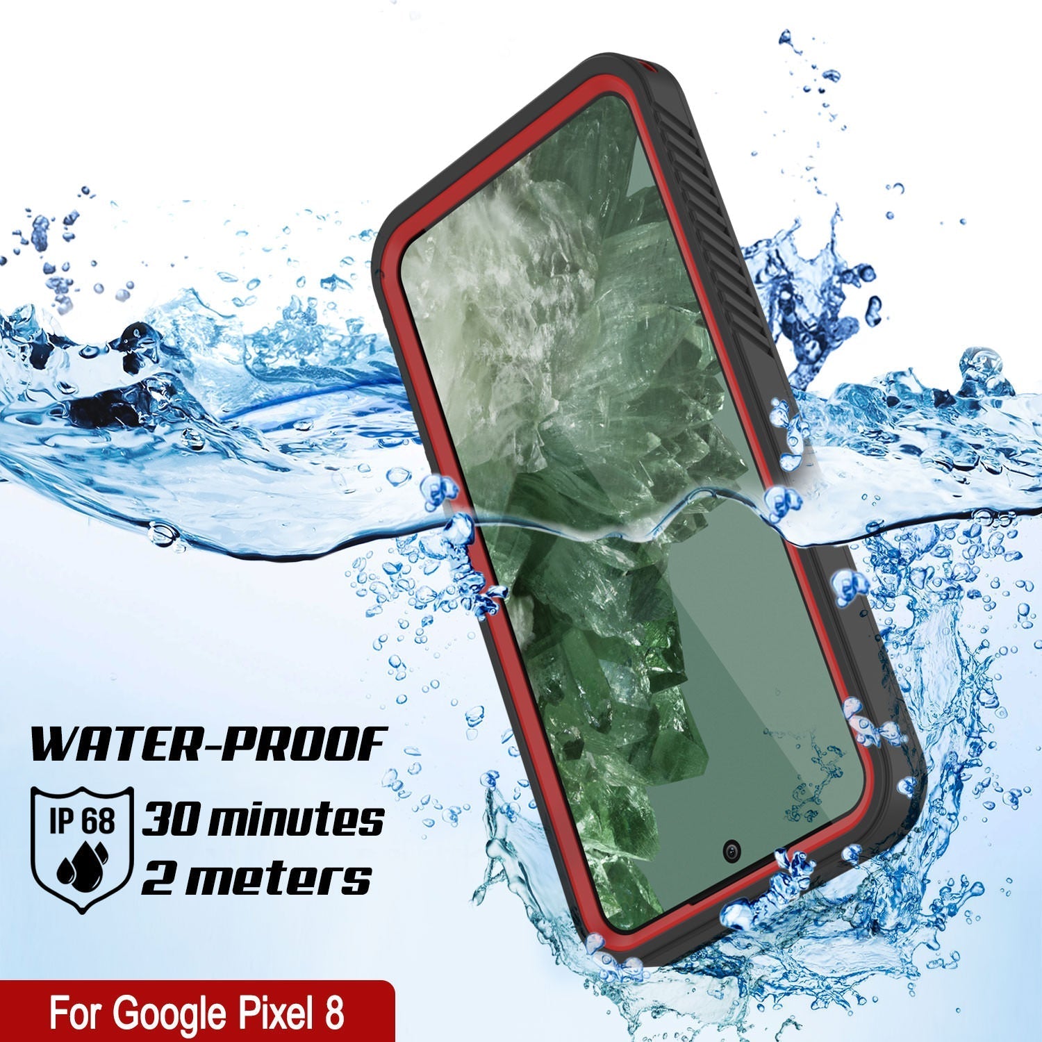 Google Pixel 9  Waterproof Case, Punkcase [Extreme Series] Armor Cover W/ Built In Screen Protector [Red]