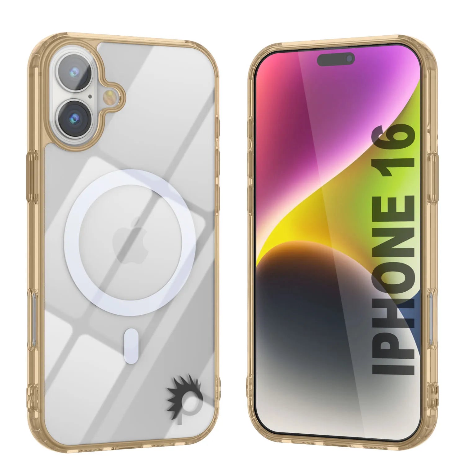 Punkcase iPhone 16 Magnetic Wireless Charging Case [ClearMag Series][Gold]