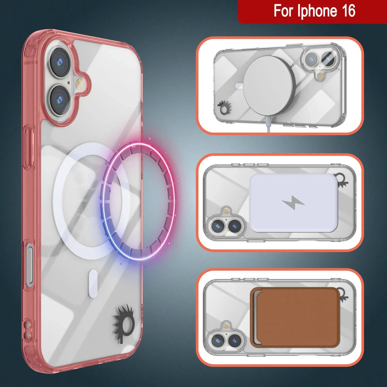 Punkcase iPhone 16 Magnetic Wireless Charging Case [ClearMag Series][Red]