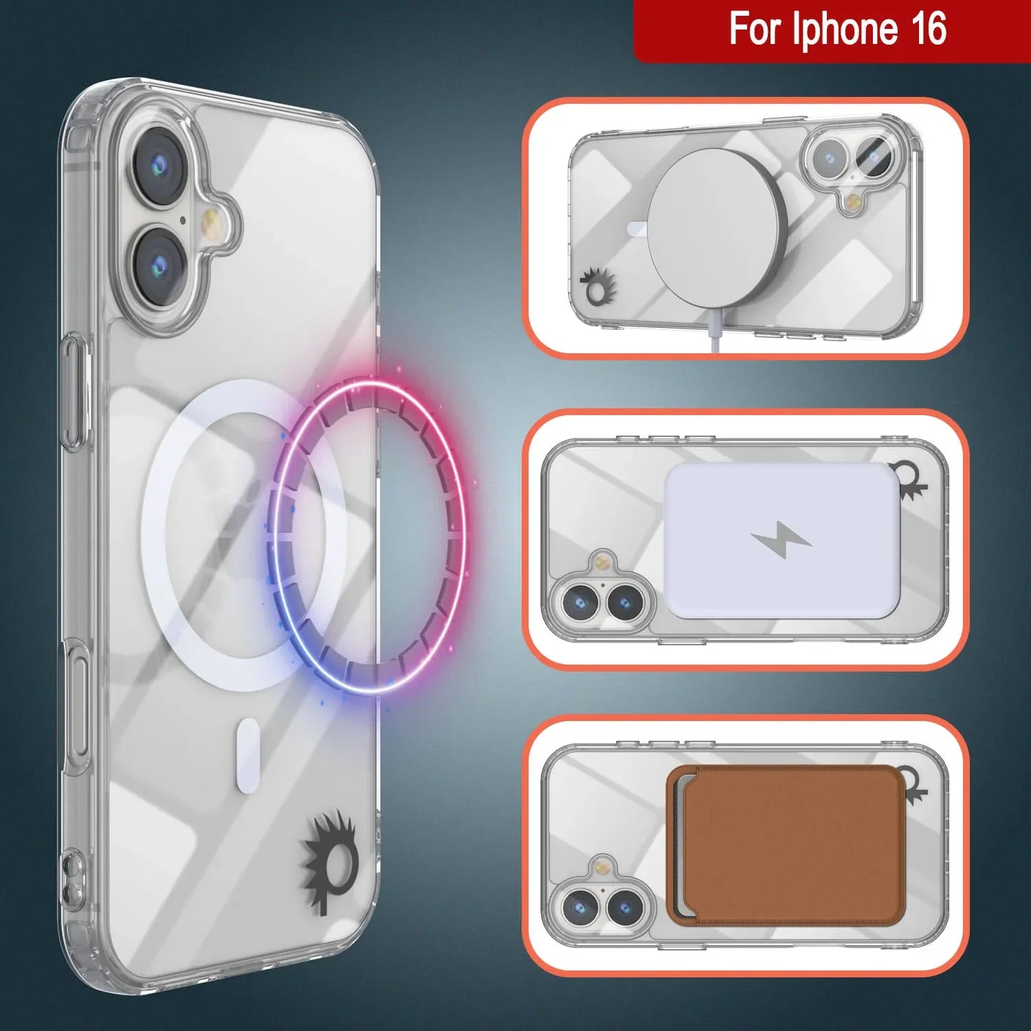 Punkcase iPhone 16 Magnetic Wireless Charging Case [ClearMag Series][Clear]