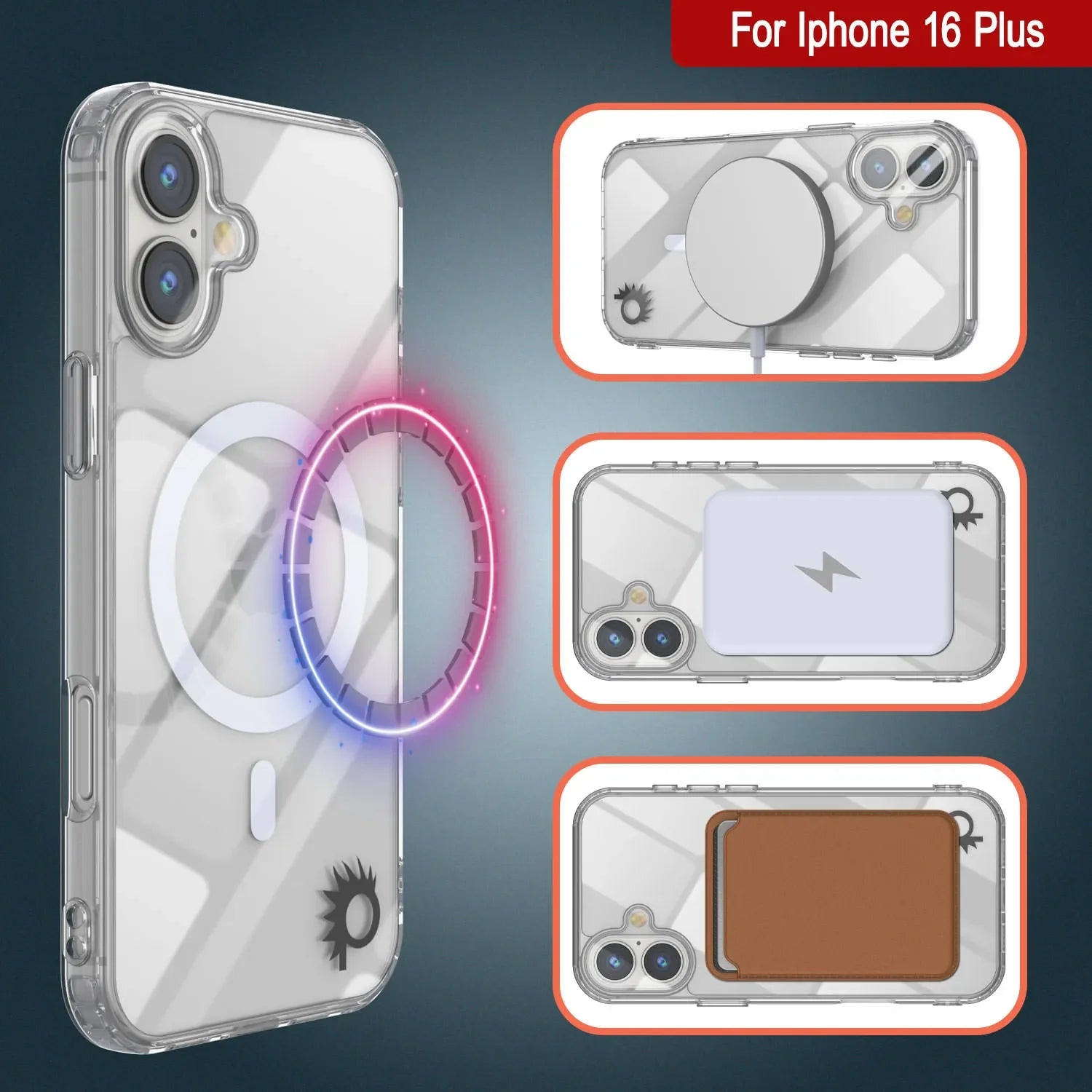 Punkcase iPhone 16 Plus Magnetic Wireless Charging Case [ClearMag Series][Clear]