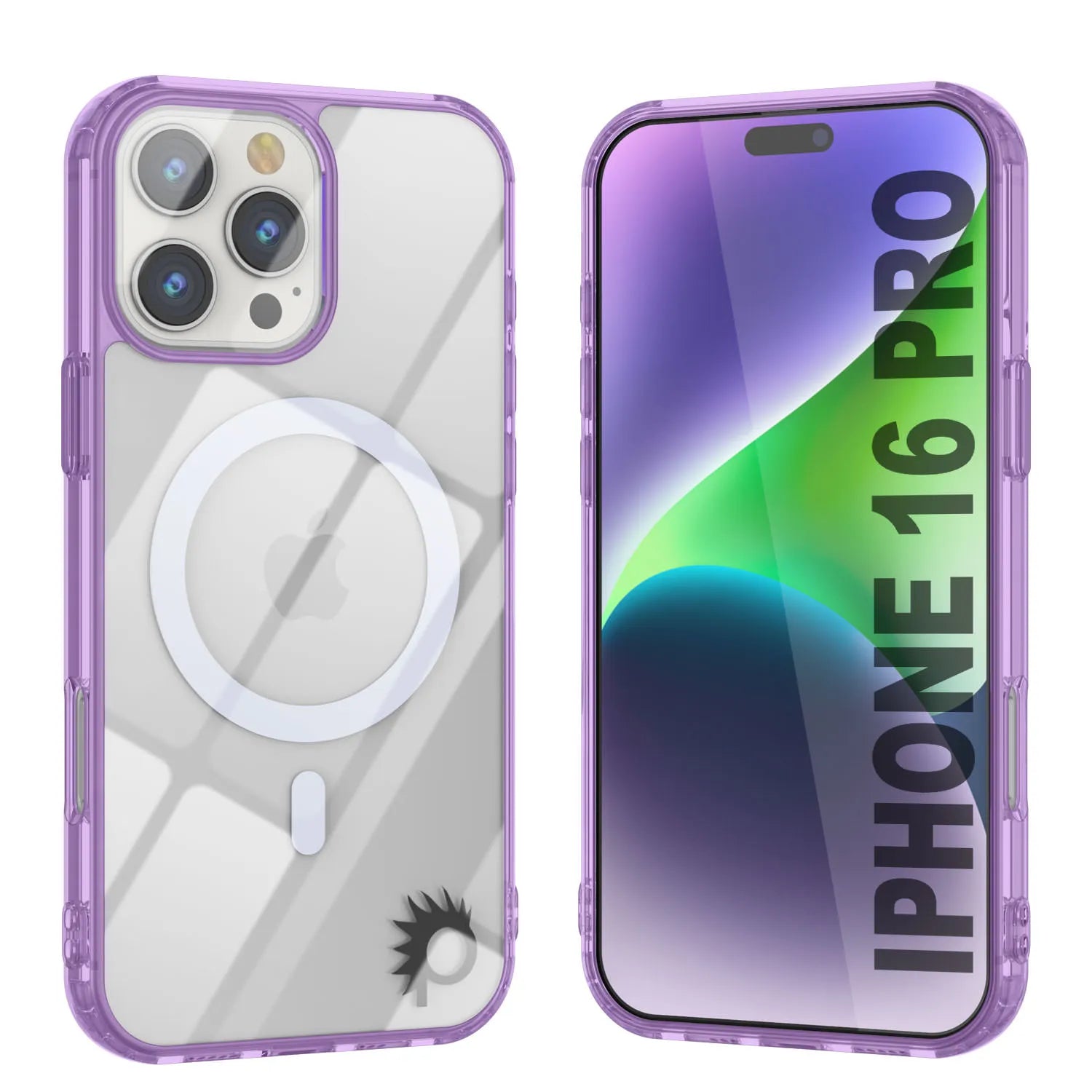 Punkcase iPhone 16 Pro Magnetic Wireless Charging Case [ClearMag Series][Purple]